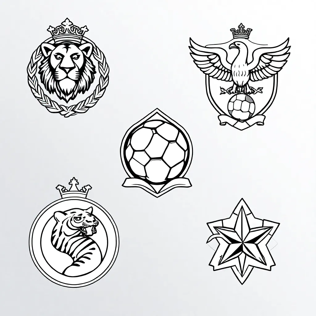 Zes Verschillende Voetbalclub Logos coloring page for children