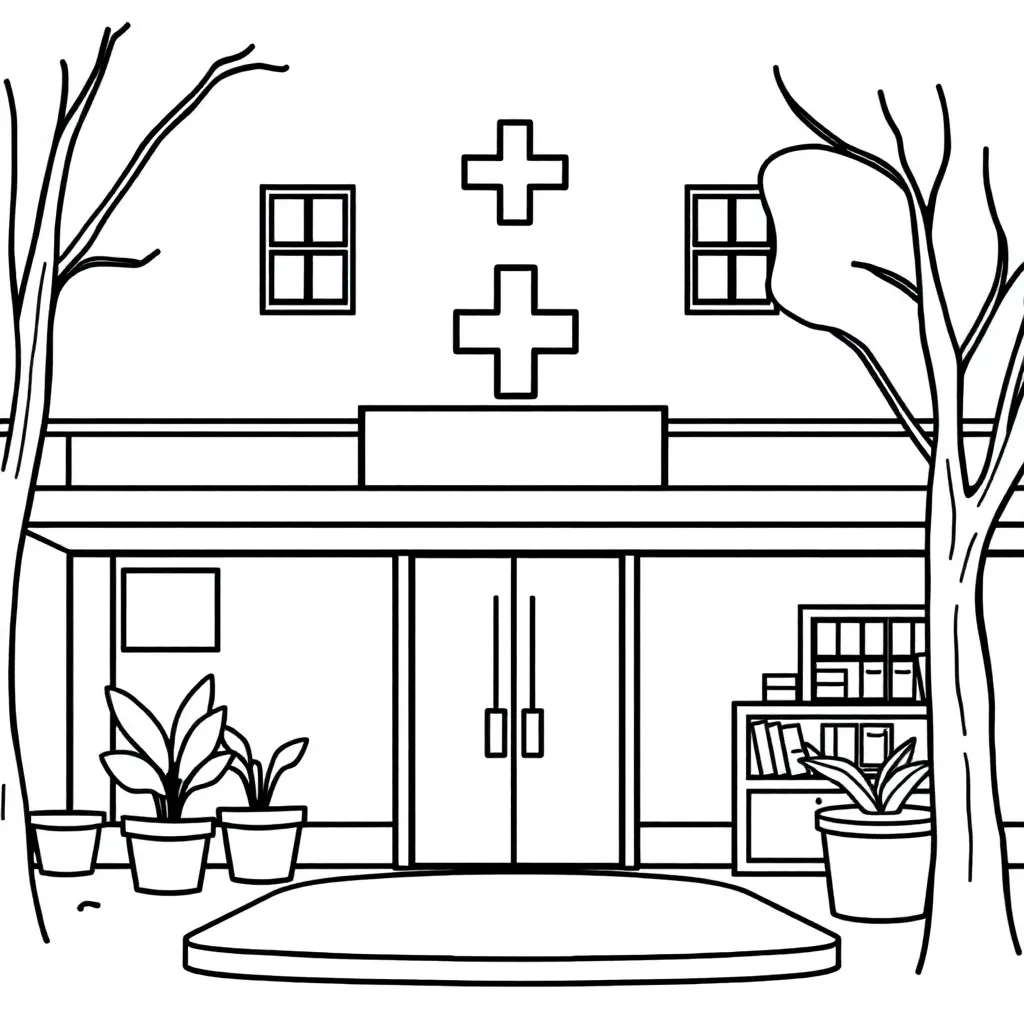 Ziekenhuis Dokter Verpleegkundige Medisch Gezondheid coloring page for children