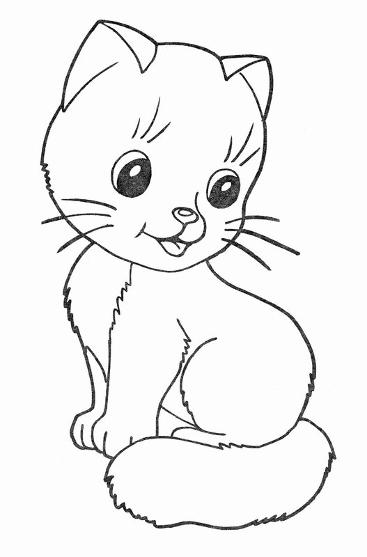 Zittende Blije Kitten coloring page for children