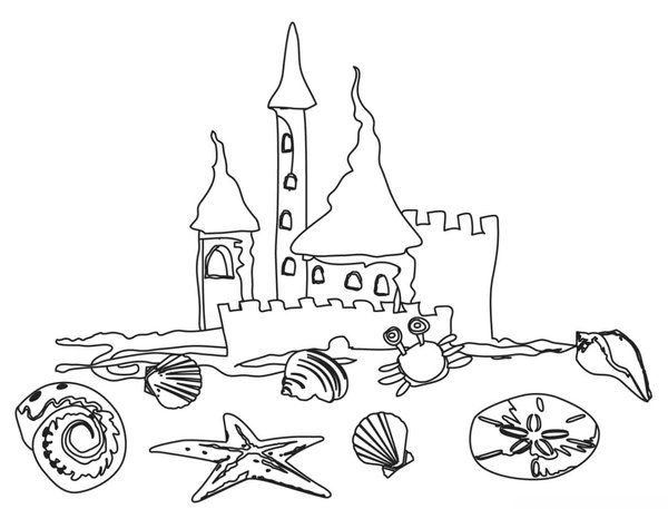 Zomer Groot Zandkasteel coloring page for children