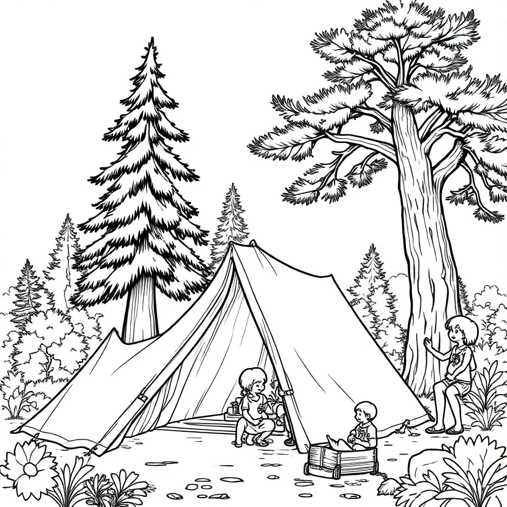 Zomer Kamp Scouting coloring page for children