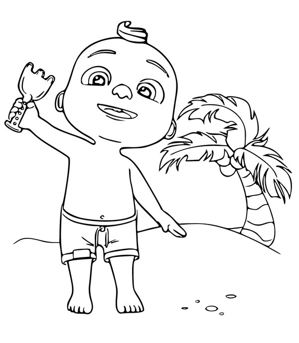 Zomer Kleine Jongen Strand coloring page for children