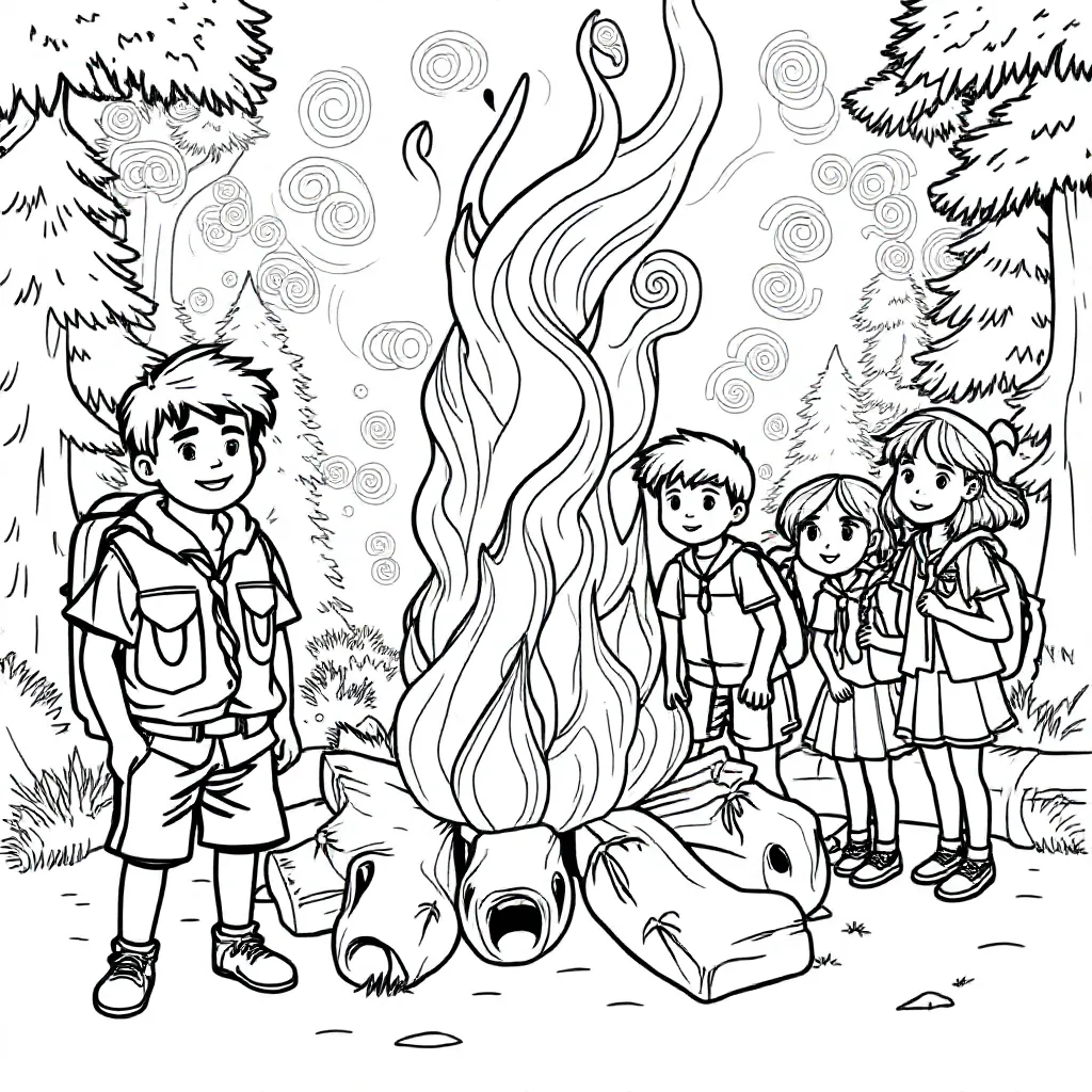 Zomer Scouting Kamp Jongeren coloring page for children