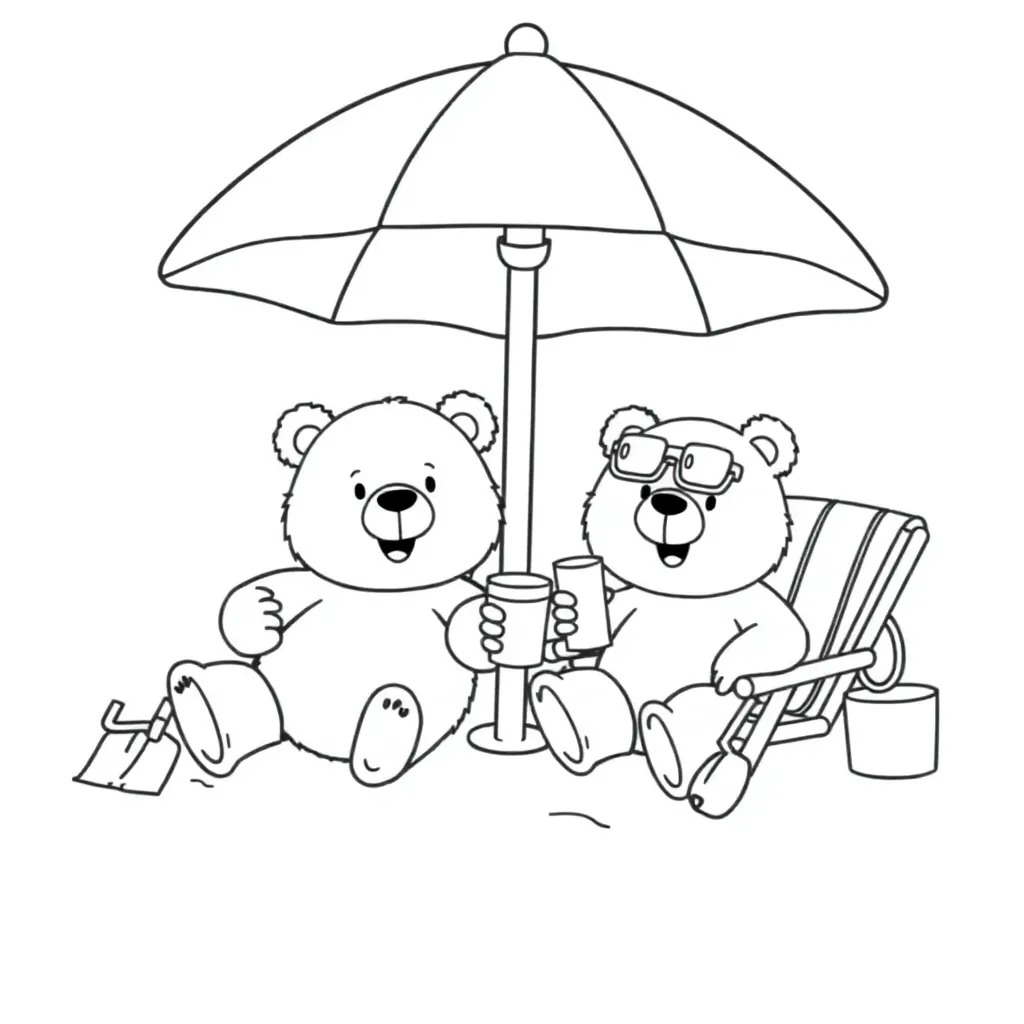 Zomer Strand Beer Kinderen Creatief coloring page for children