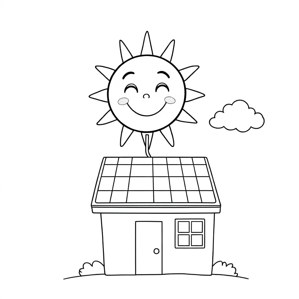 zonnepaneel coloring page for children