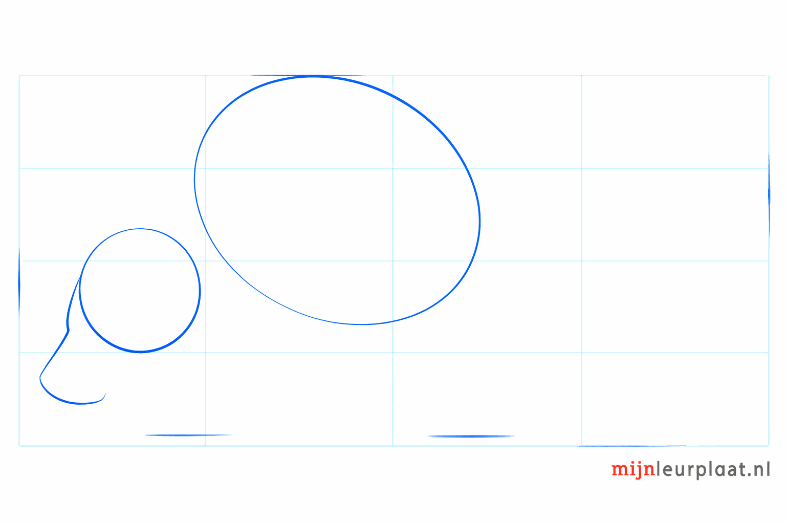 Two ovals forming the base for the bull's body and head.