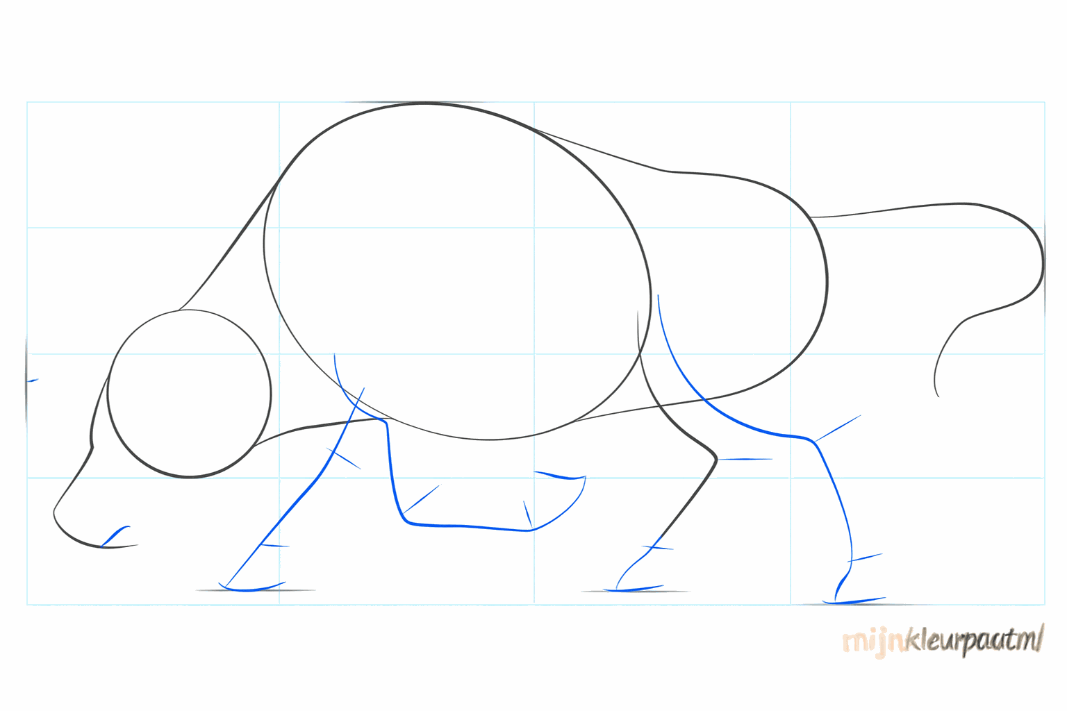 Lines for the legs and a small circle for the bull's snout.