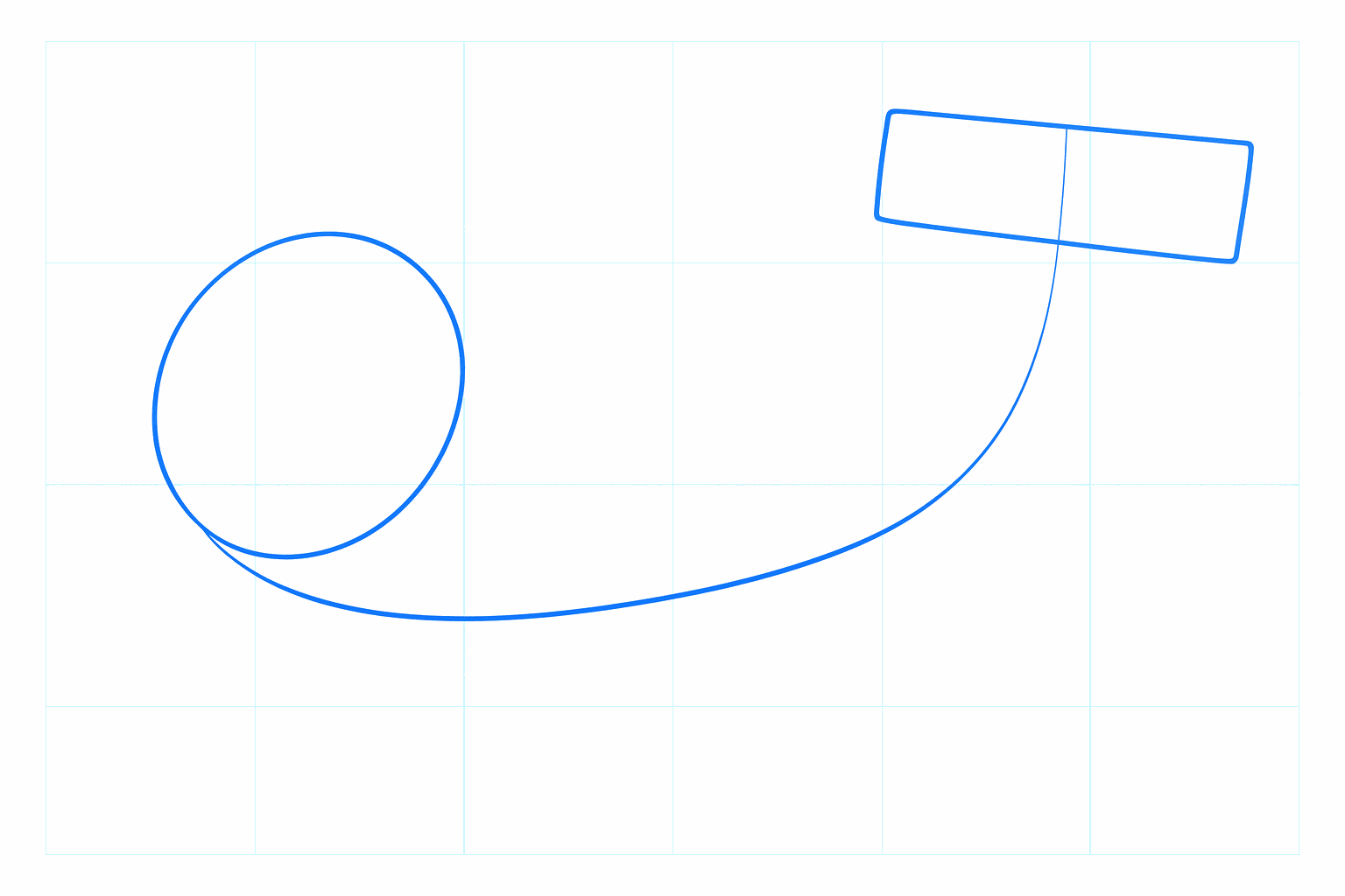 Basic lines for the head and the back of the hammerhead shark.