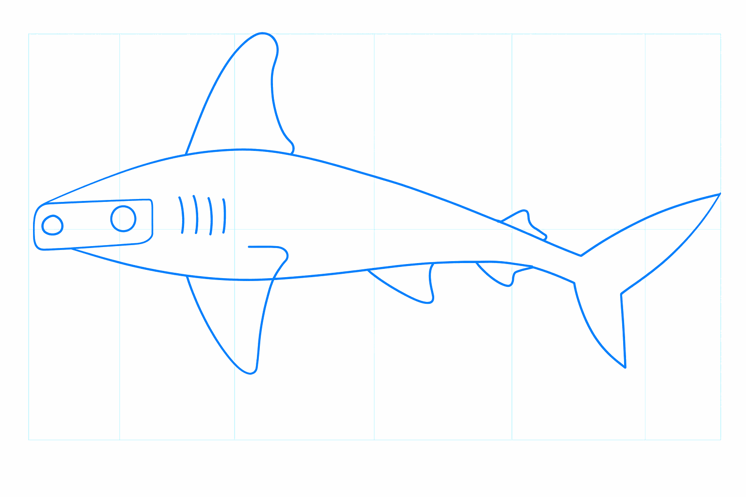 Adding eyes, gills, and small fins.