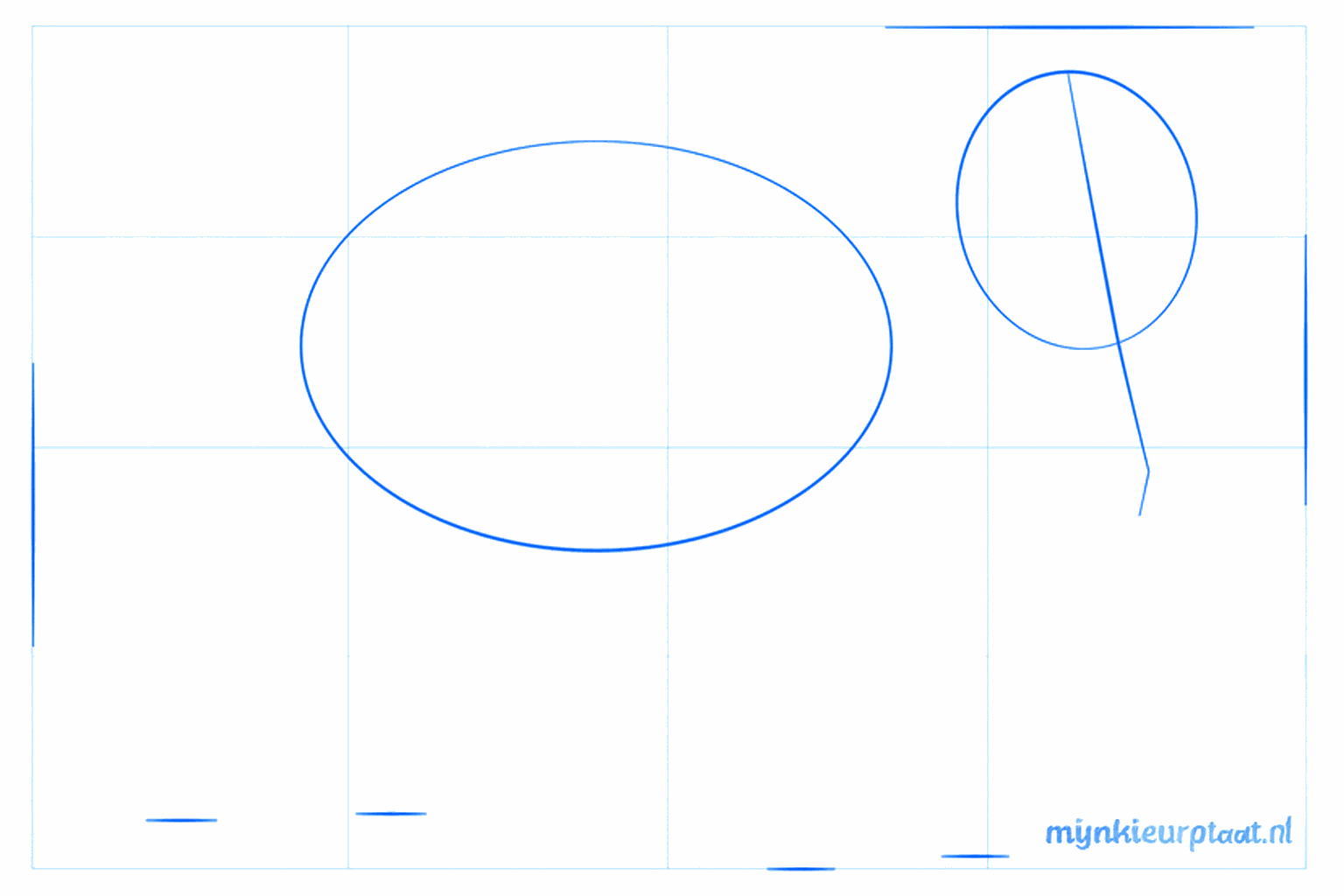 Two ovals forming the base for the head and body of the warthog.
