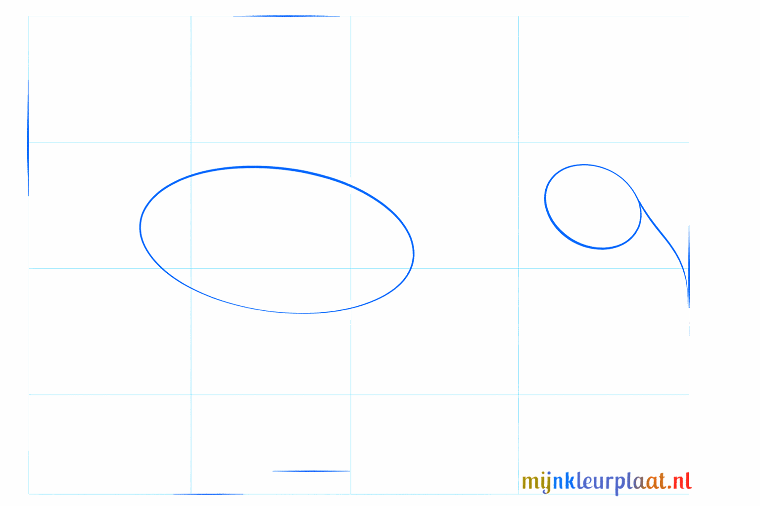 Draw two ovals for the head and the body of the dinosaur.
