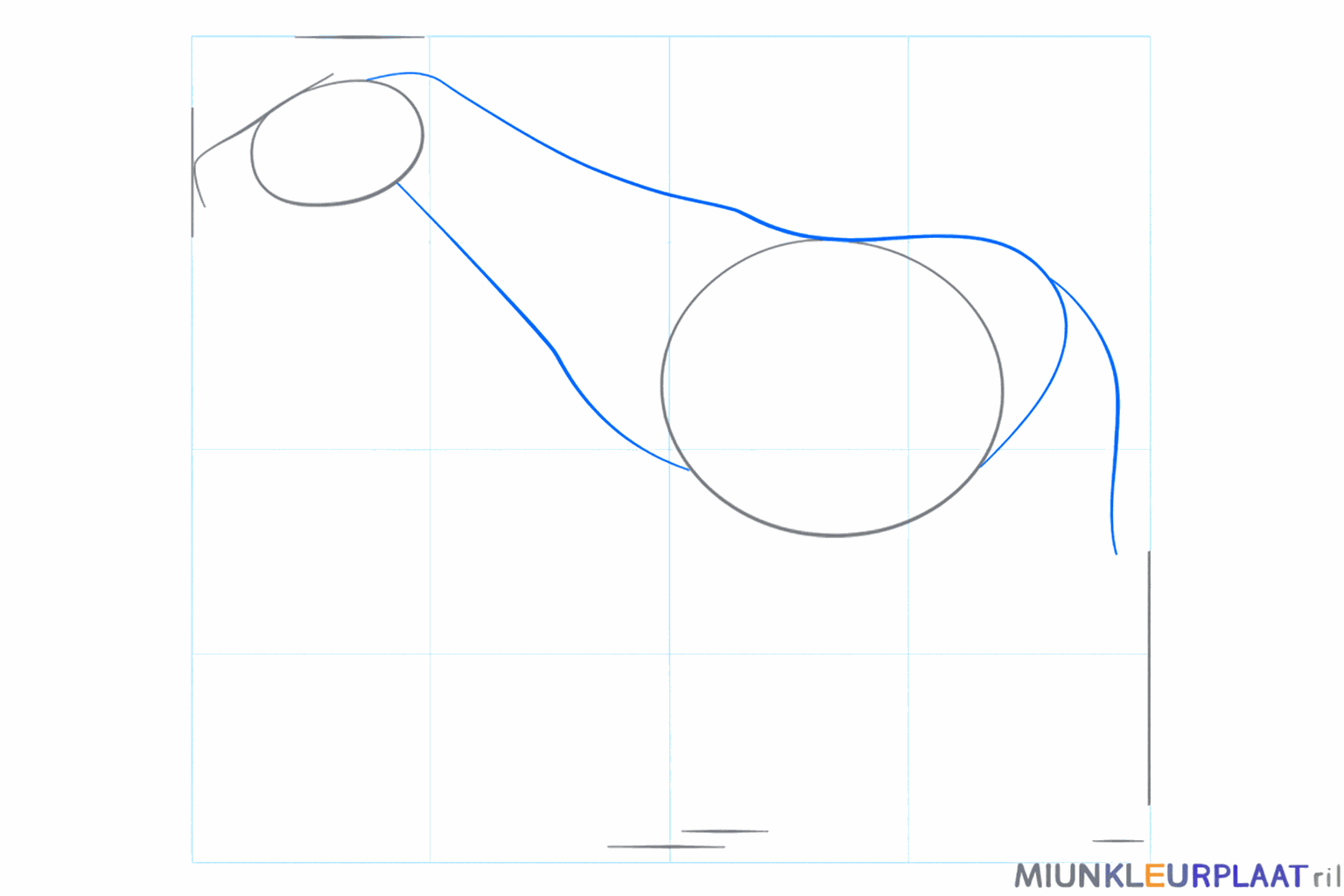Draw the neck lines and a guide line for the tail of the okapi.