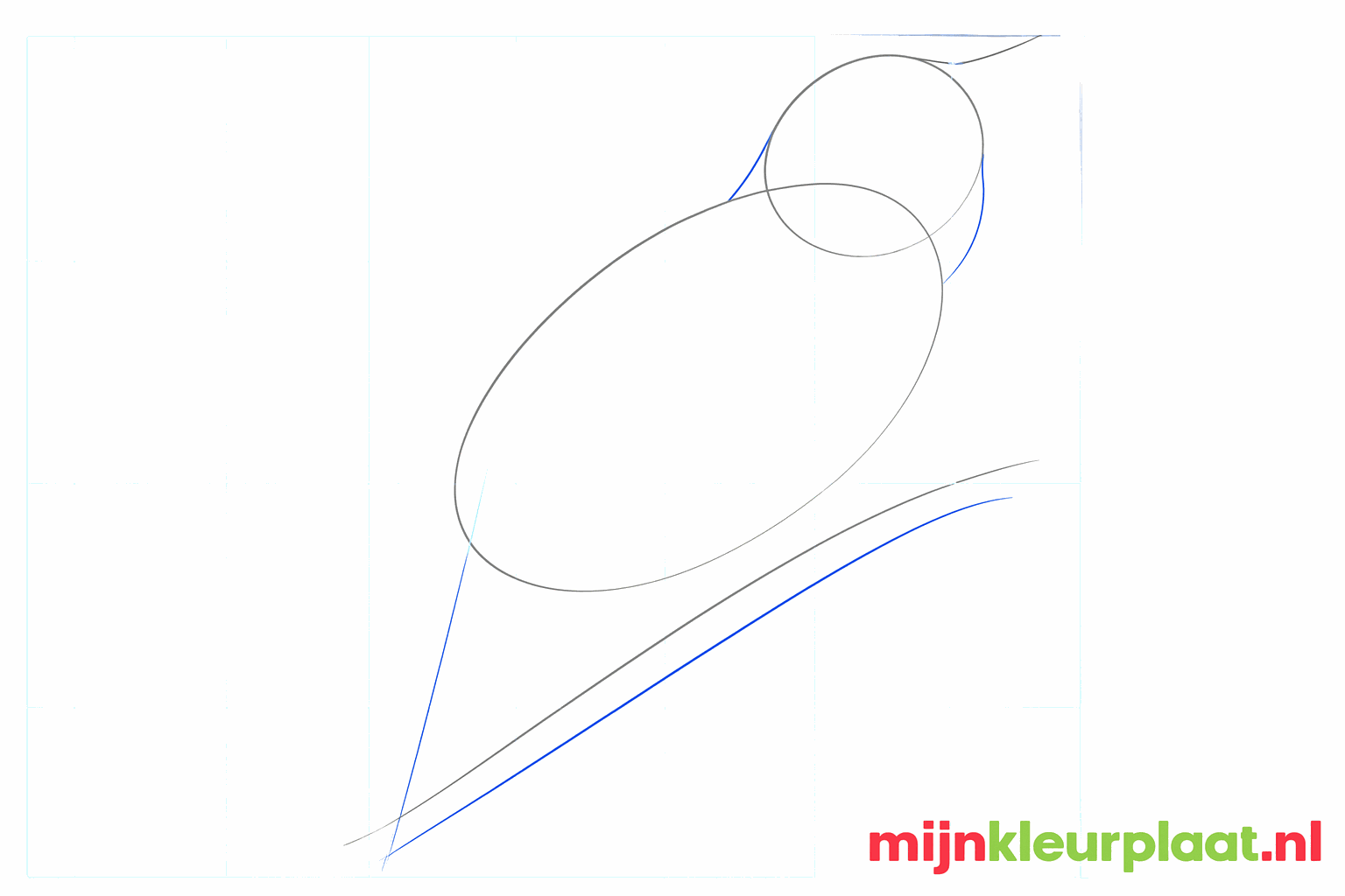 Step-by-step nightingale drawing step 2: Connecting the neck and sketching a long tail.