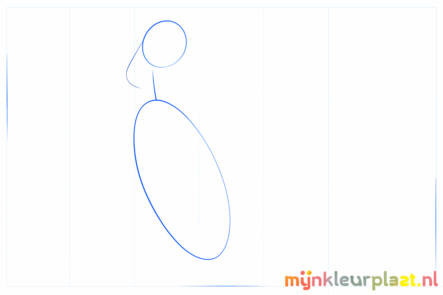 Two ovals forming the basis for the horse's body and head.