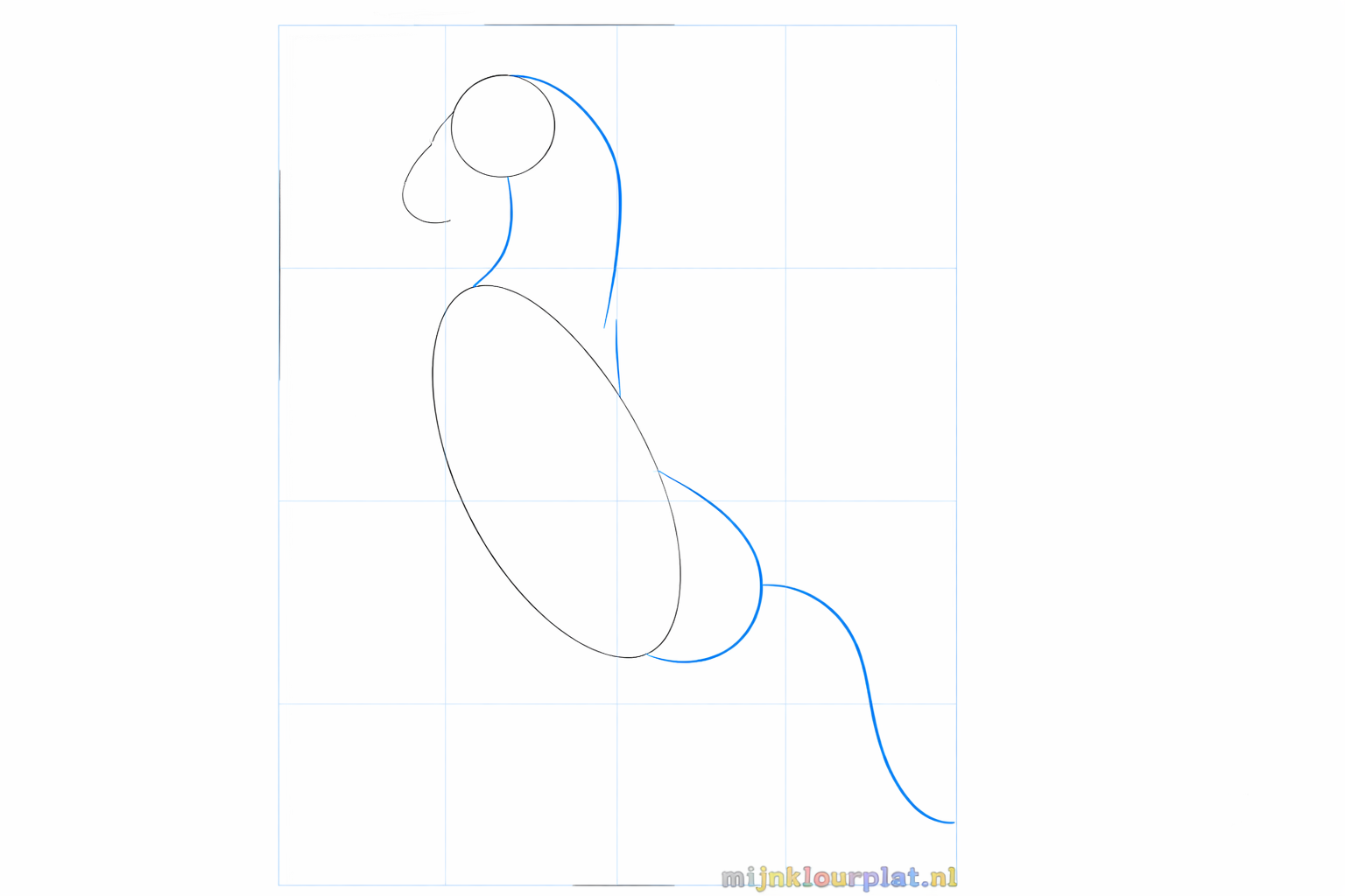 Lines connecting the head and body to form the mustang's neck.