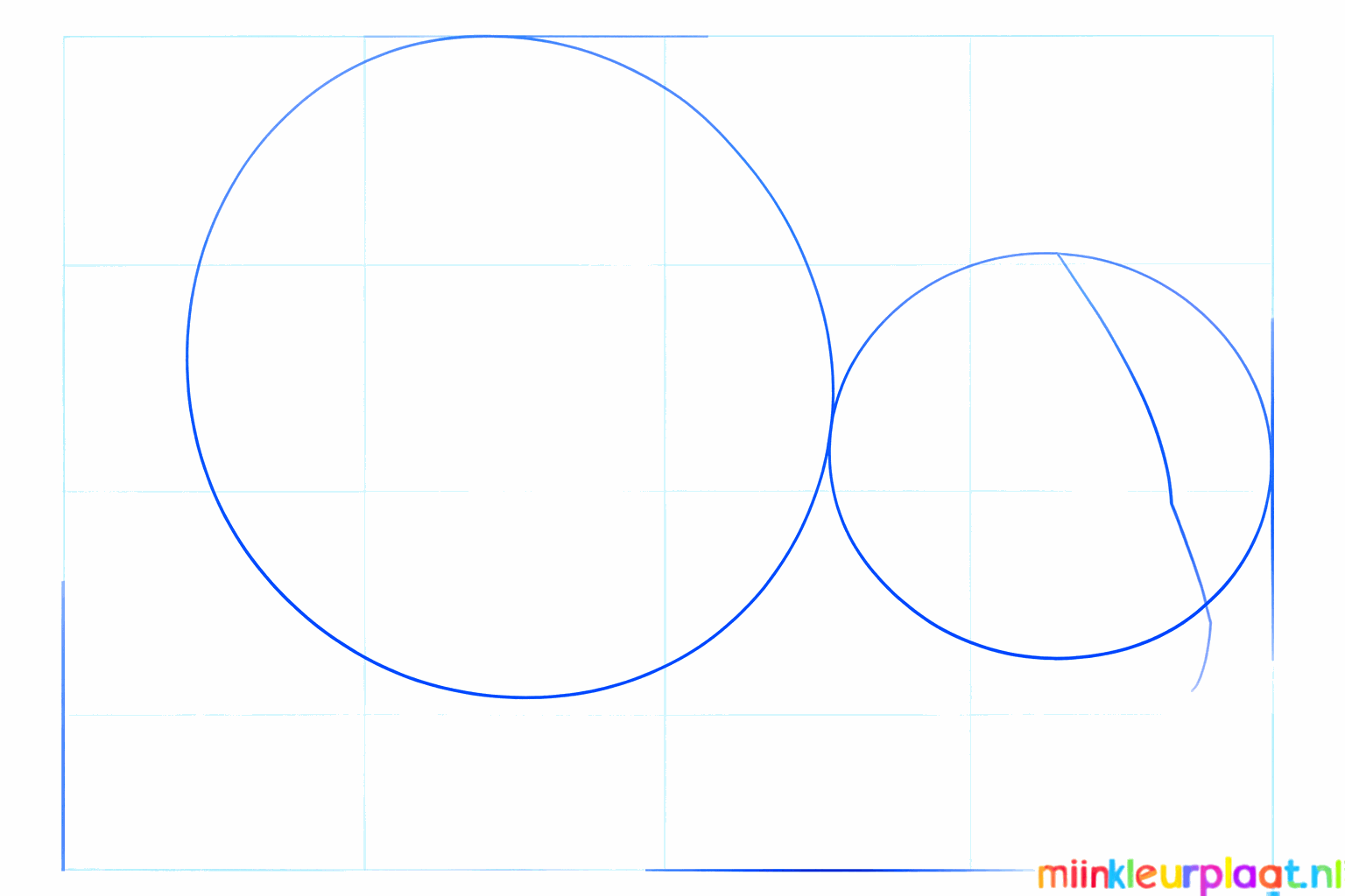 Basic shapes of a panda: a large oval for the body and a circle for the head.
