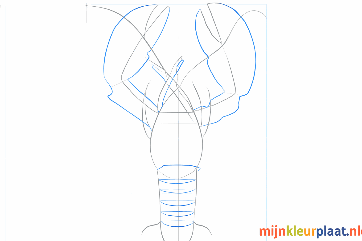 The outline of two large claws and stripes on the lobster's tail.