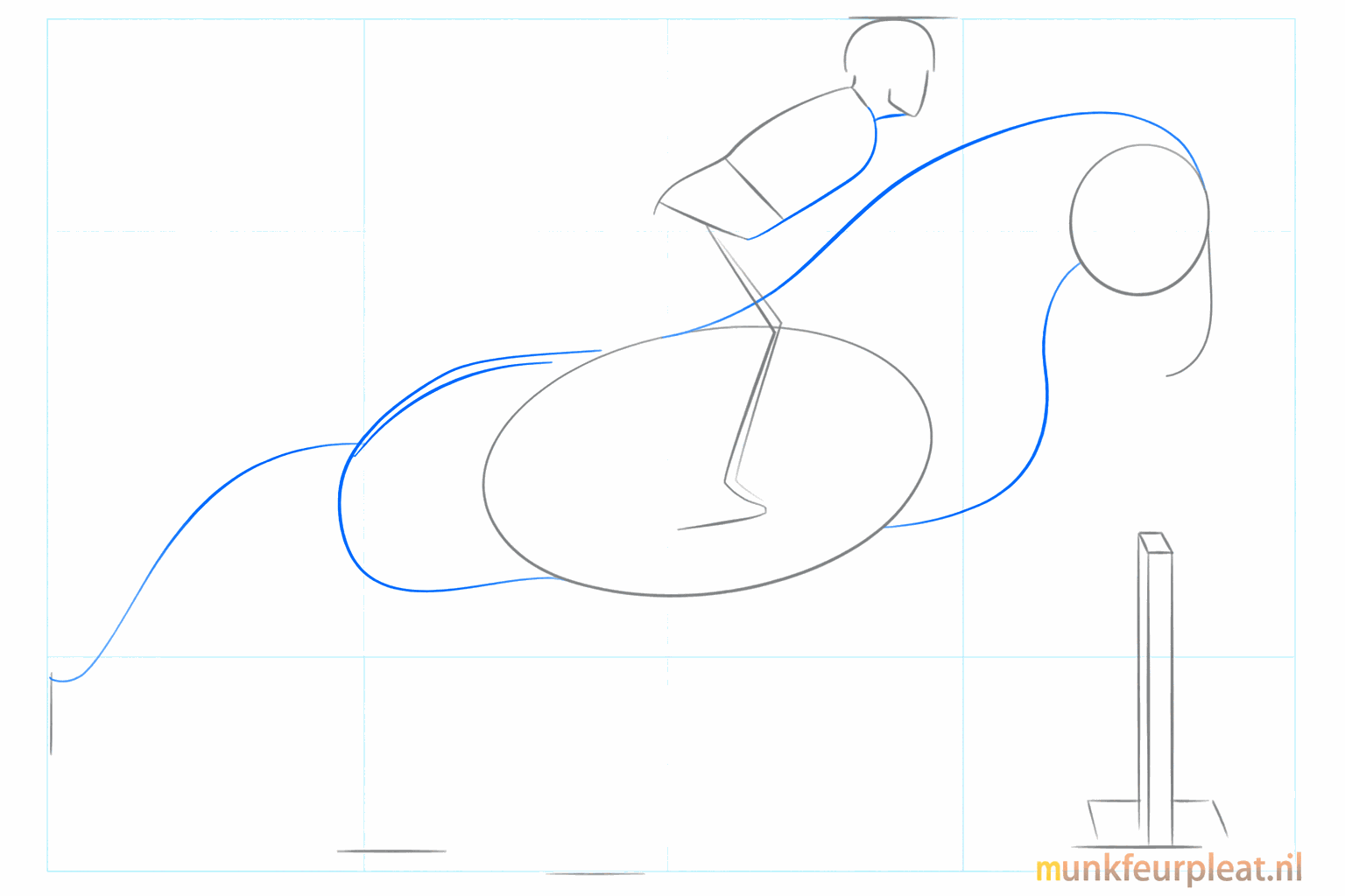 Sketch of the horse's neck and the rider on its back.