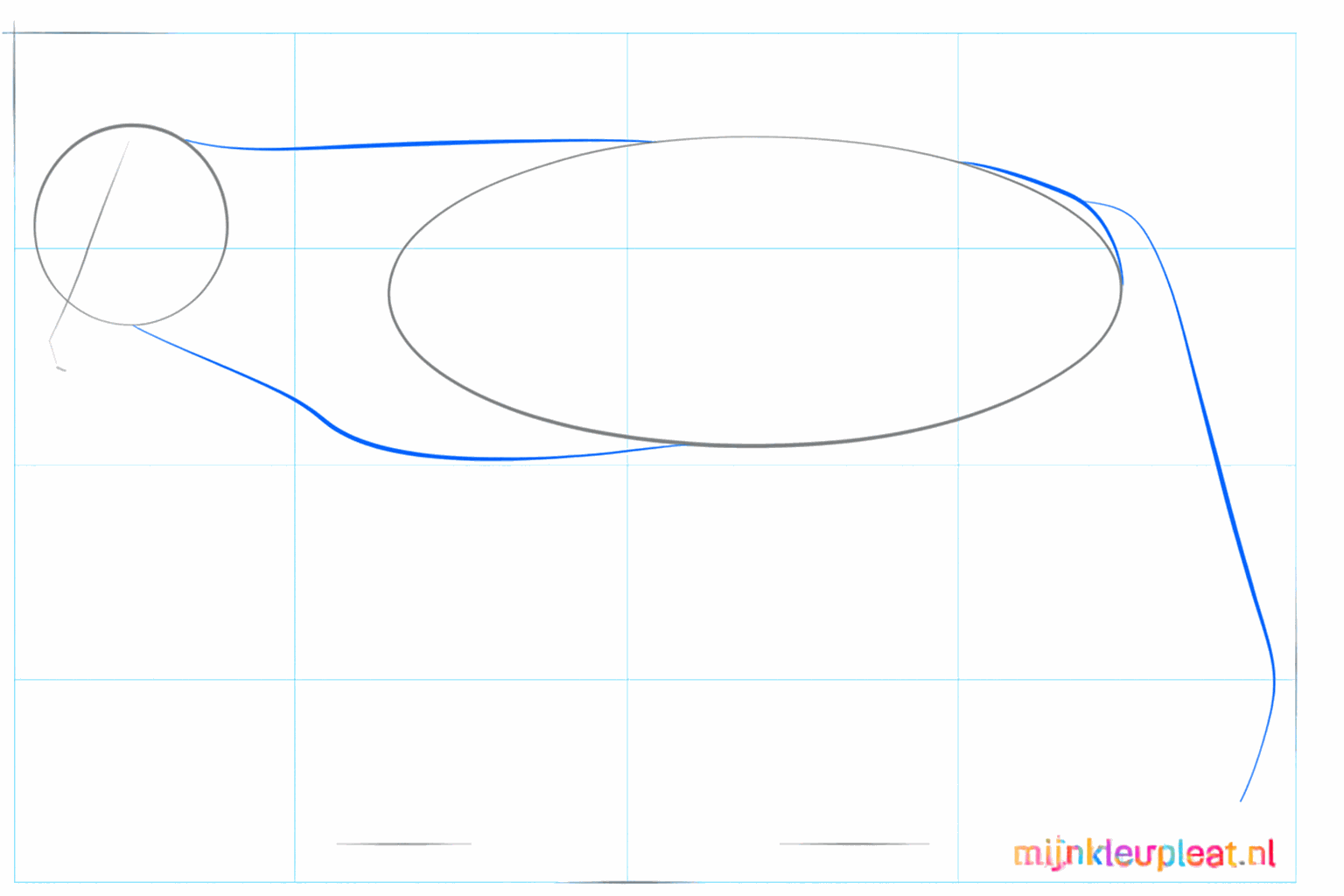 Guide lines for the neck and a long line for the tail of the jackal.