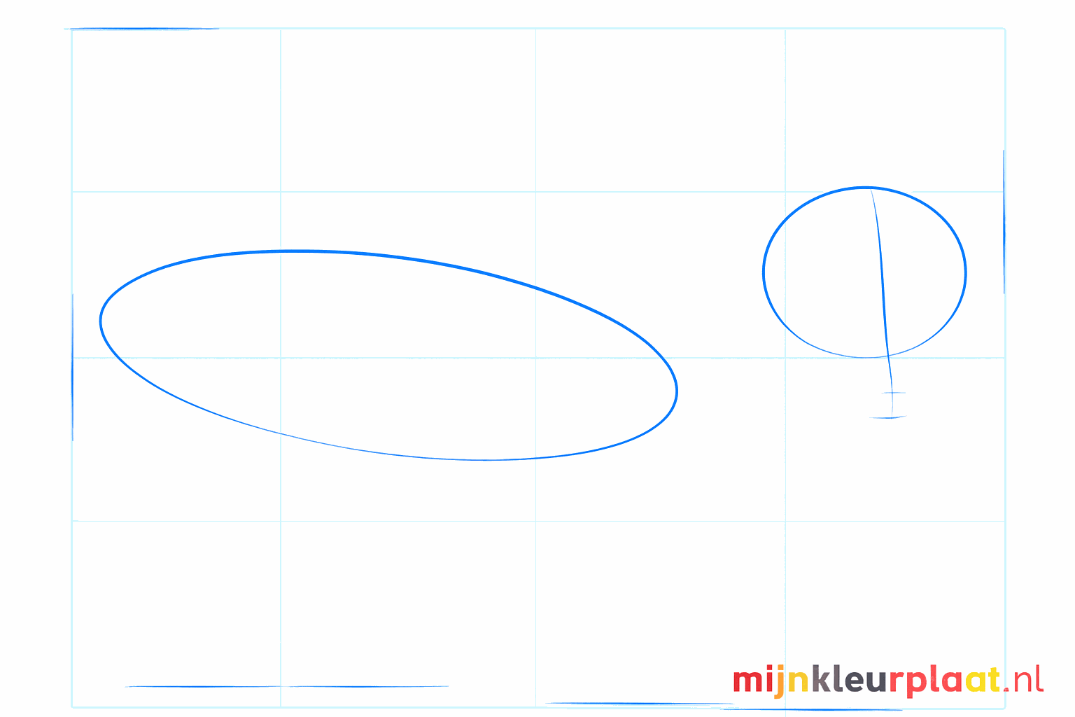 Basic shapes of a dog: a circle for the head and an oval for the body.