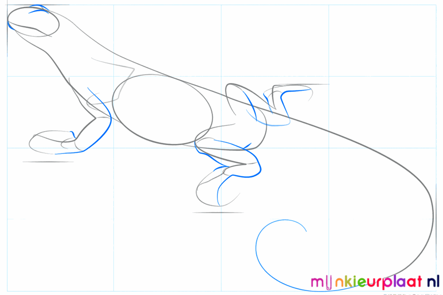 Thicker shapes for the legs and the snout of the iguana.