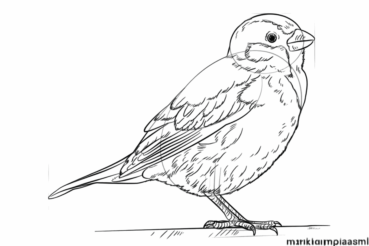 Draw small lines everywhere for a soft plumage.