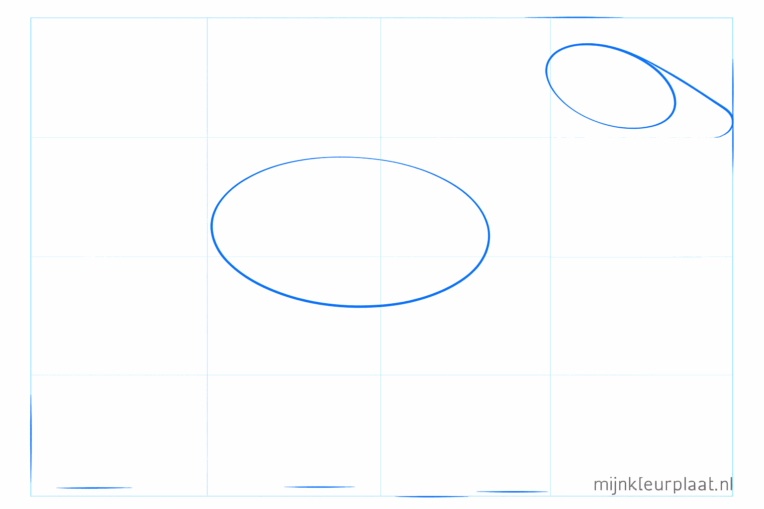 Drawing lesson step 1: Two ovals for the head and the body of the horse.