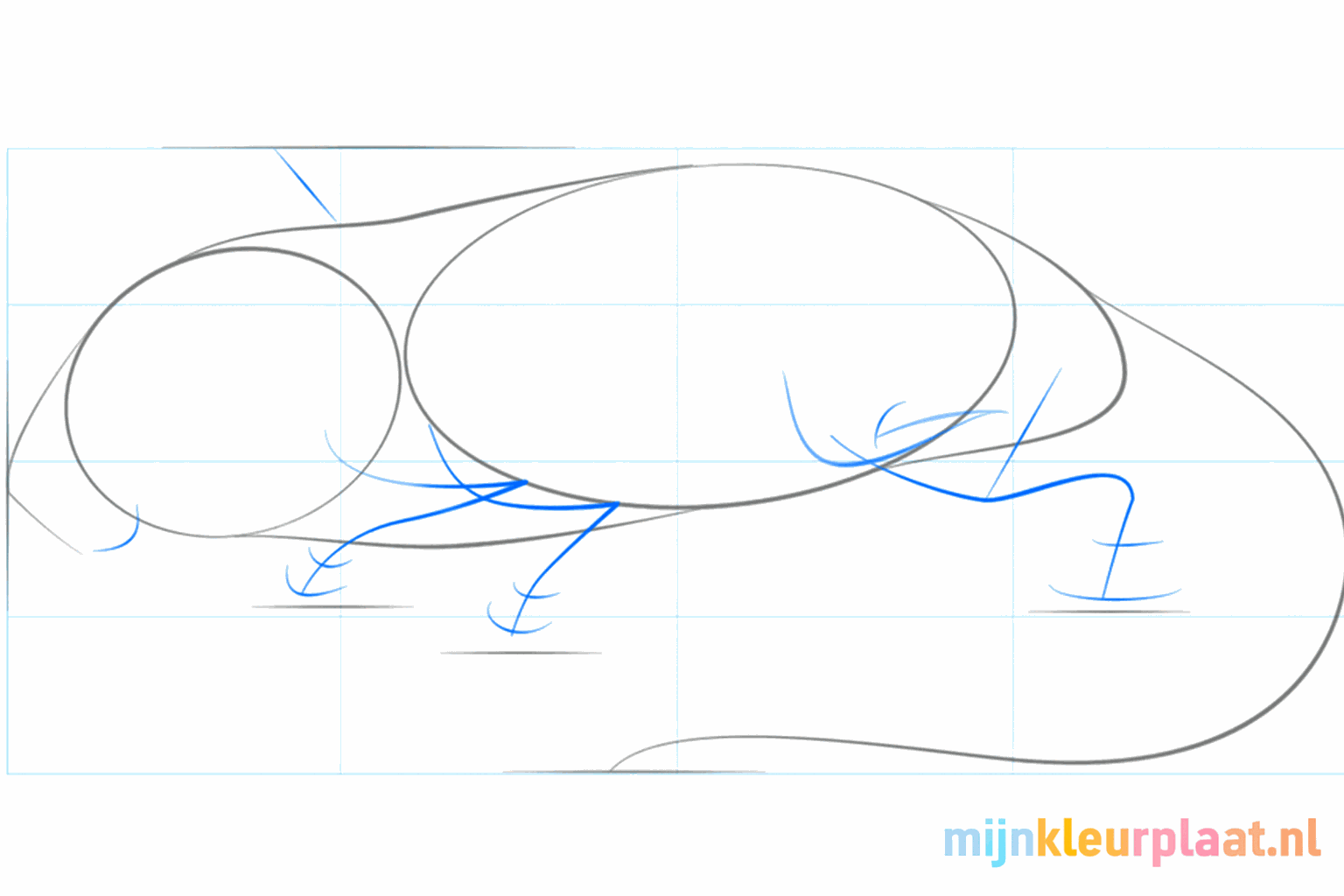 Guide circles for the cheek, ear, and hind leg of the gerbil.