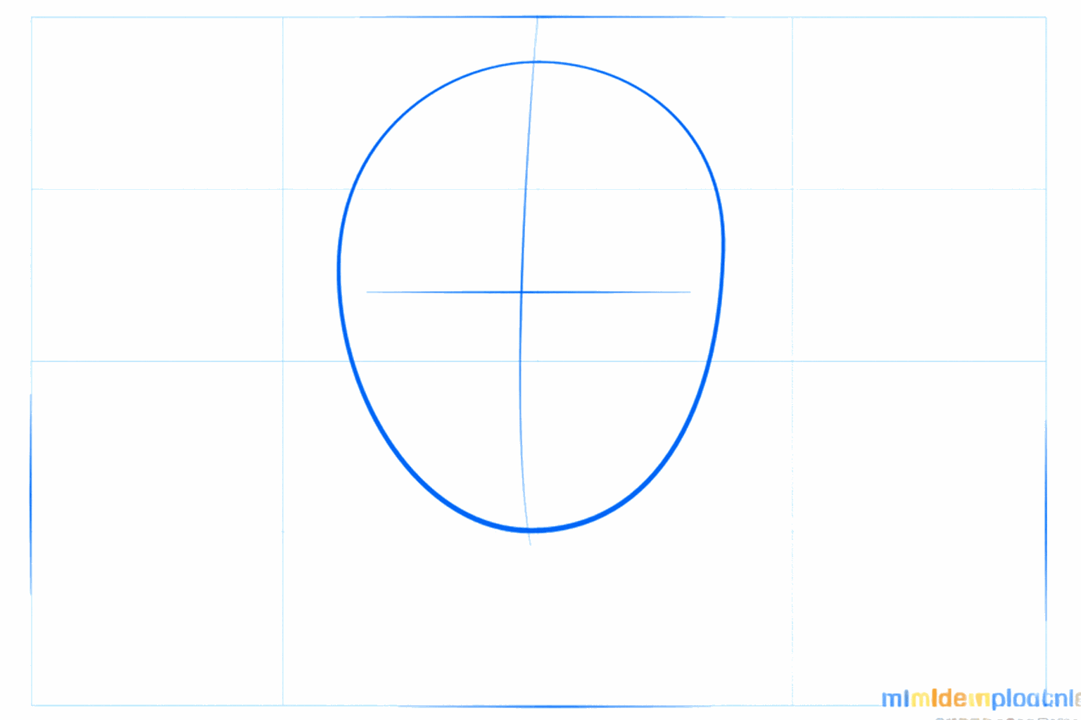 A vertical oval drawn with pencil on a white surface.