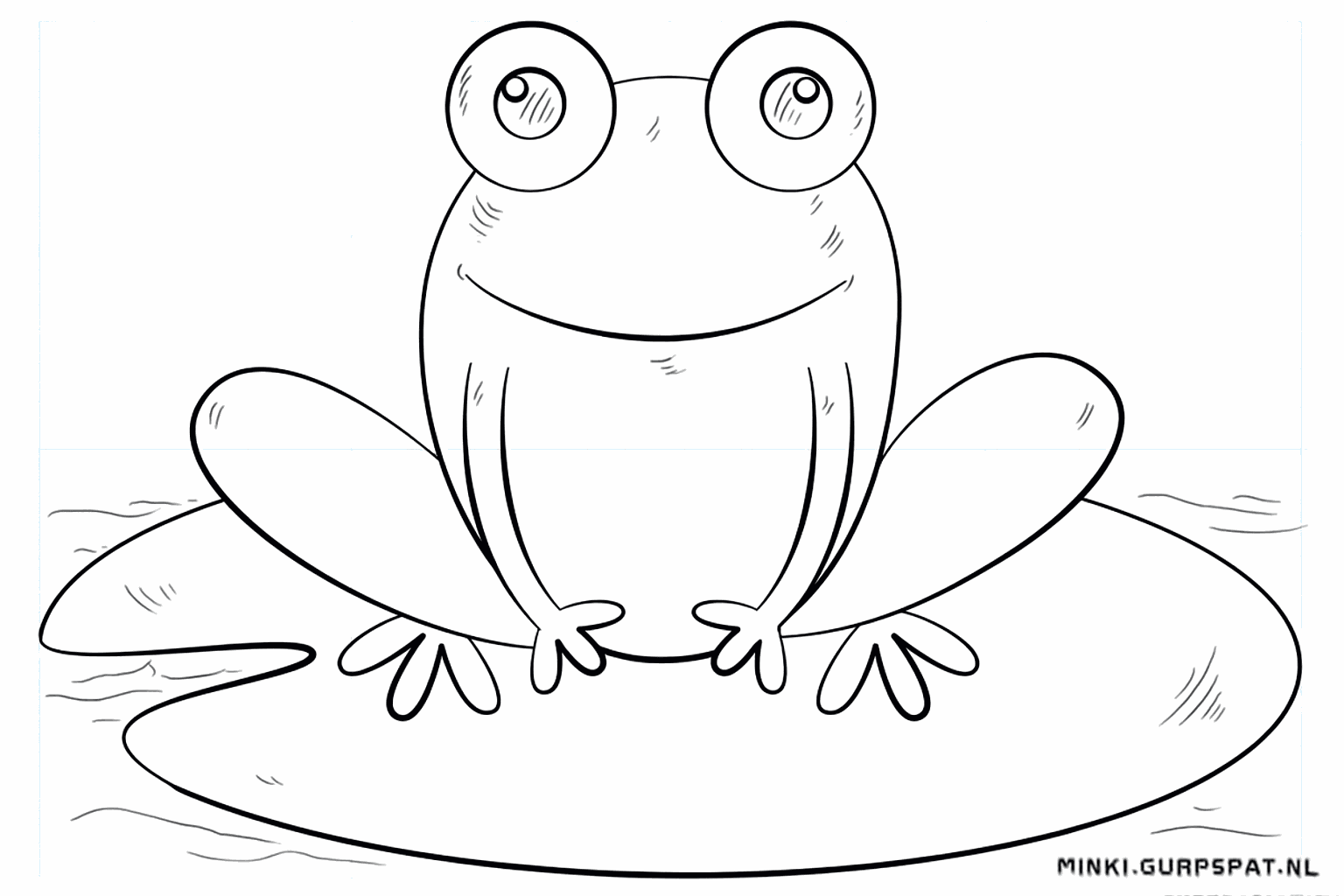 Drawing a happy frog on a water lily