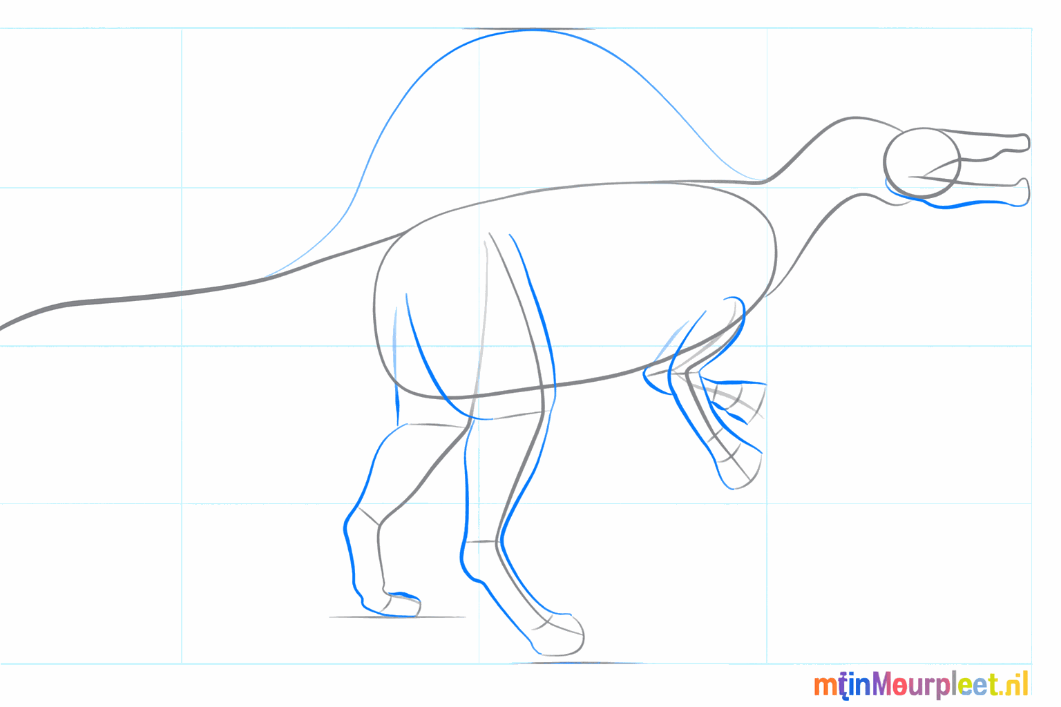 Simple strokes for the position of the front legs, back legs, and the mouth.