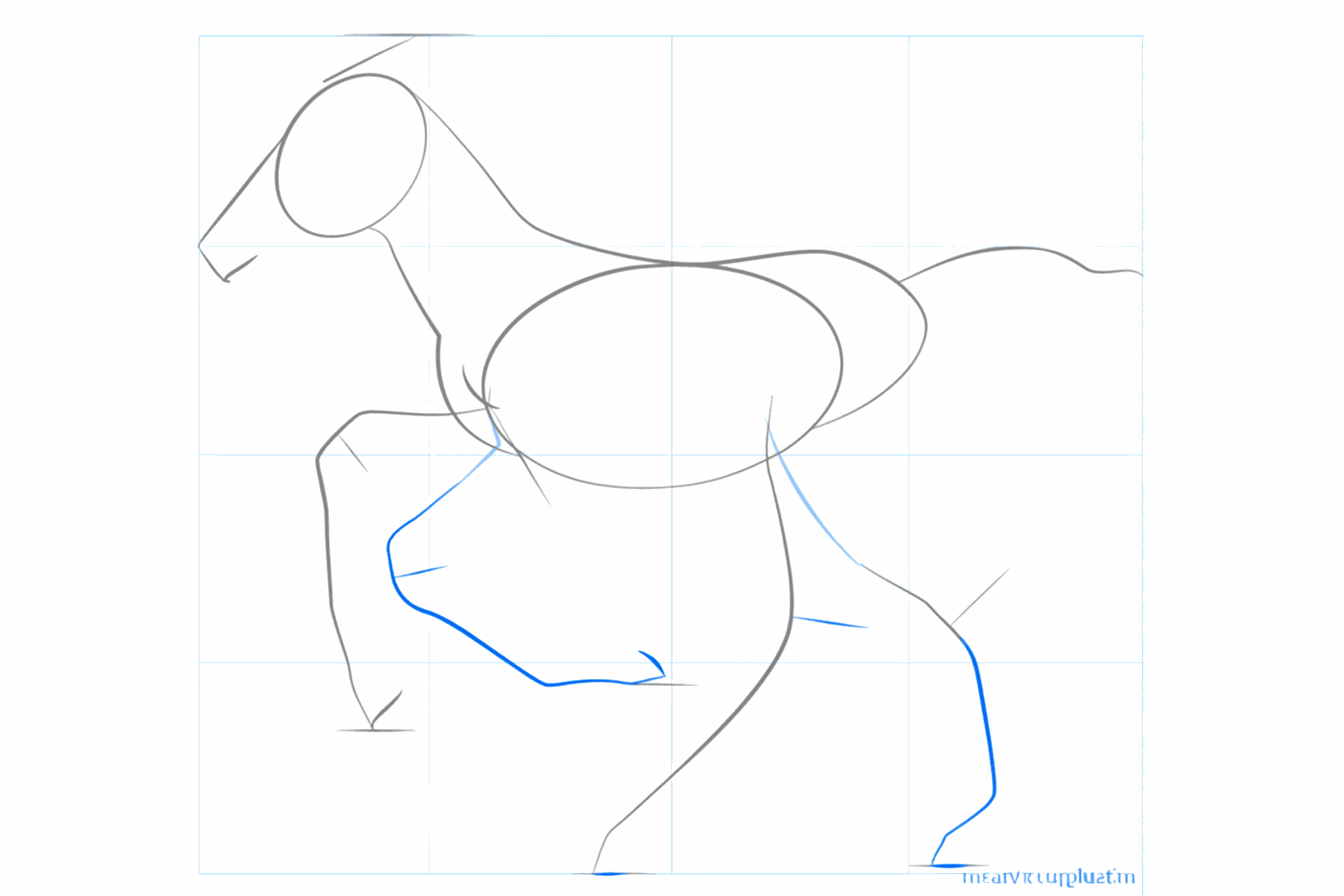 Lines for the four legs and small ears on top of the head.