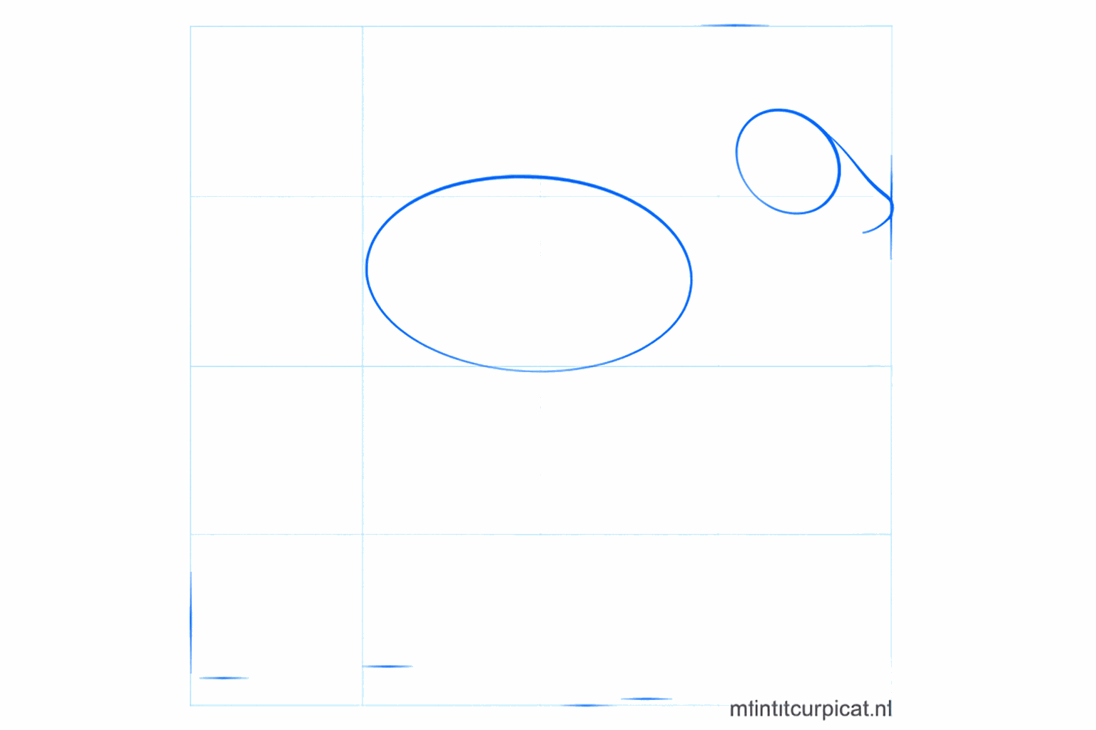 Basic shapes of a deer with a circle for the head and an oval for the body.