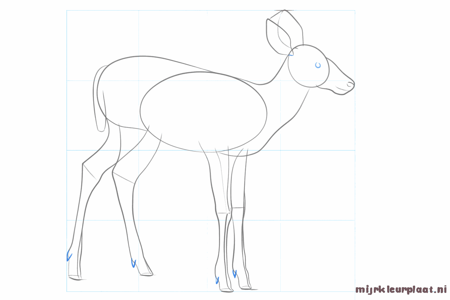 Drawing thicker legs and small hooves at the bottom of the lines.