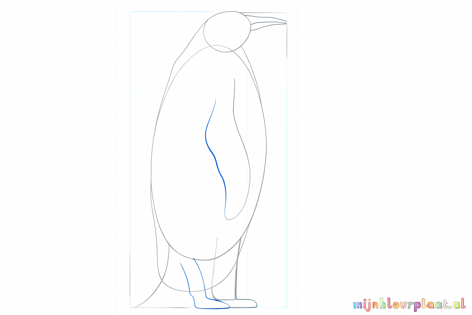 Guide lines for the wing on the back and the legs at the bottom.