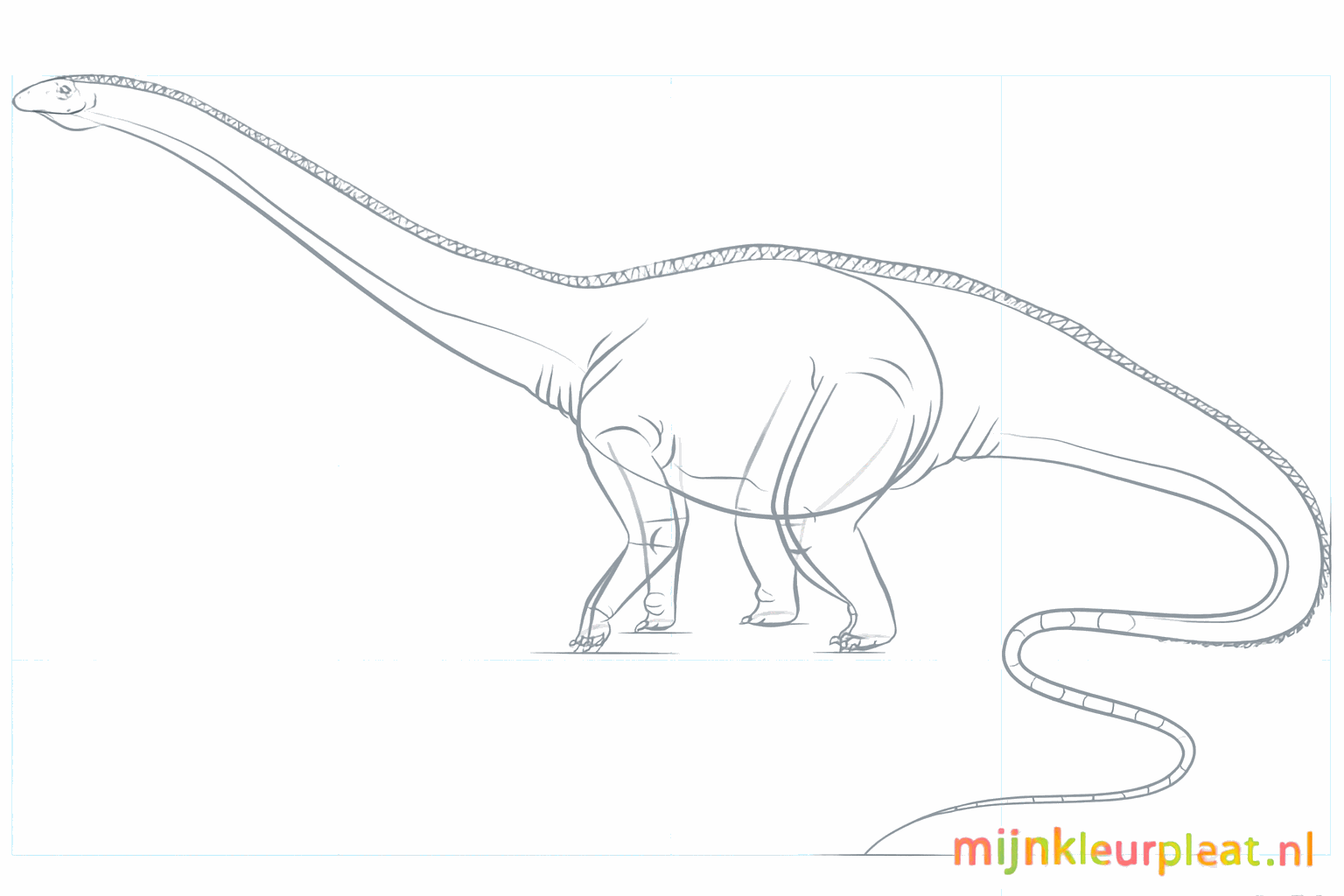 Dibujo de espinas en la espalda y detalles en el cuello del dinosaurio.