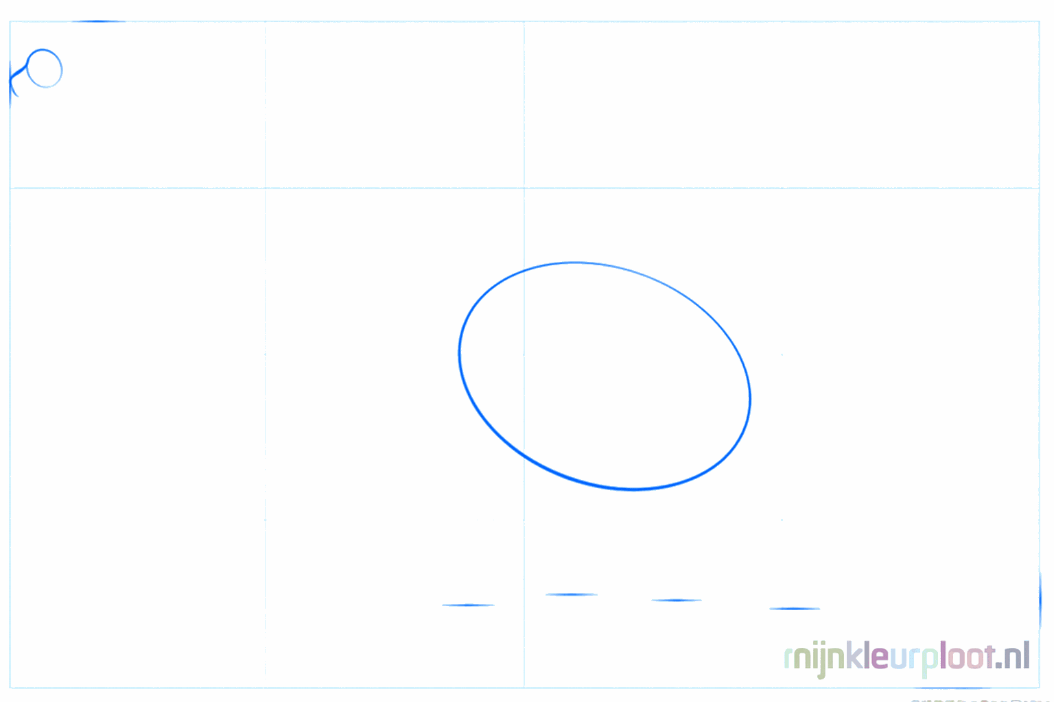 Brachiosaurus drawing lesson step 1: A small oval and a large circle as basic shapes.