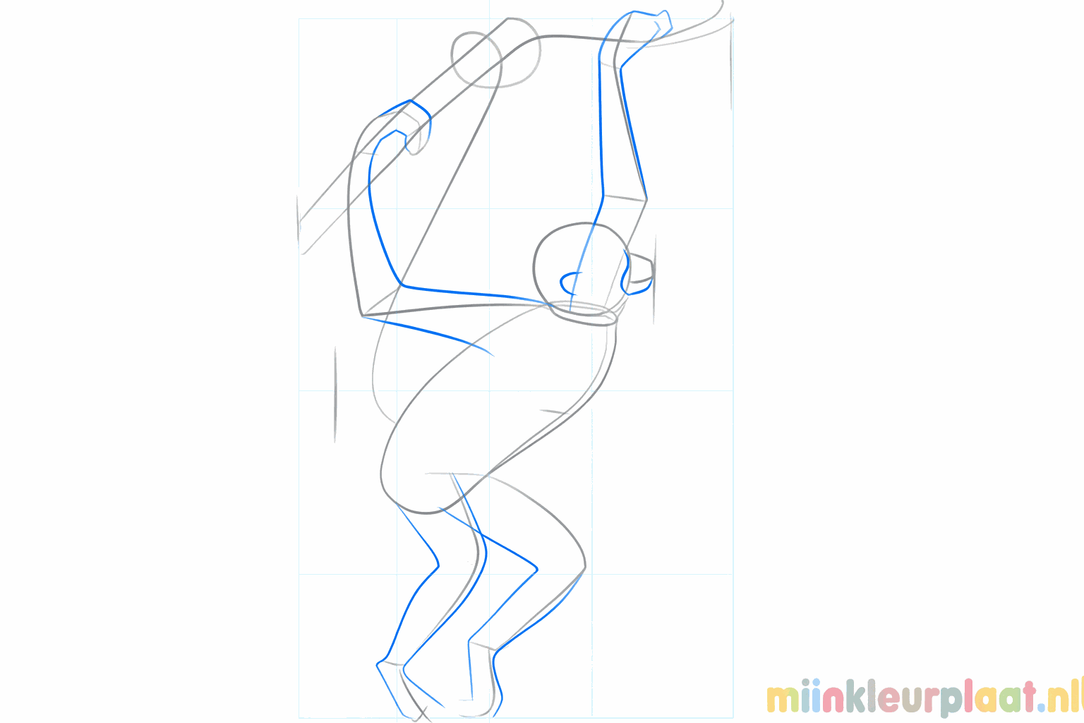 Making the monkey's arms and legs thicker with guide lines.