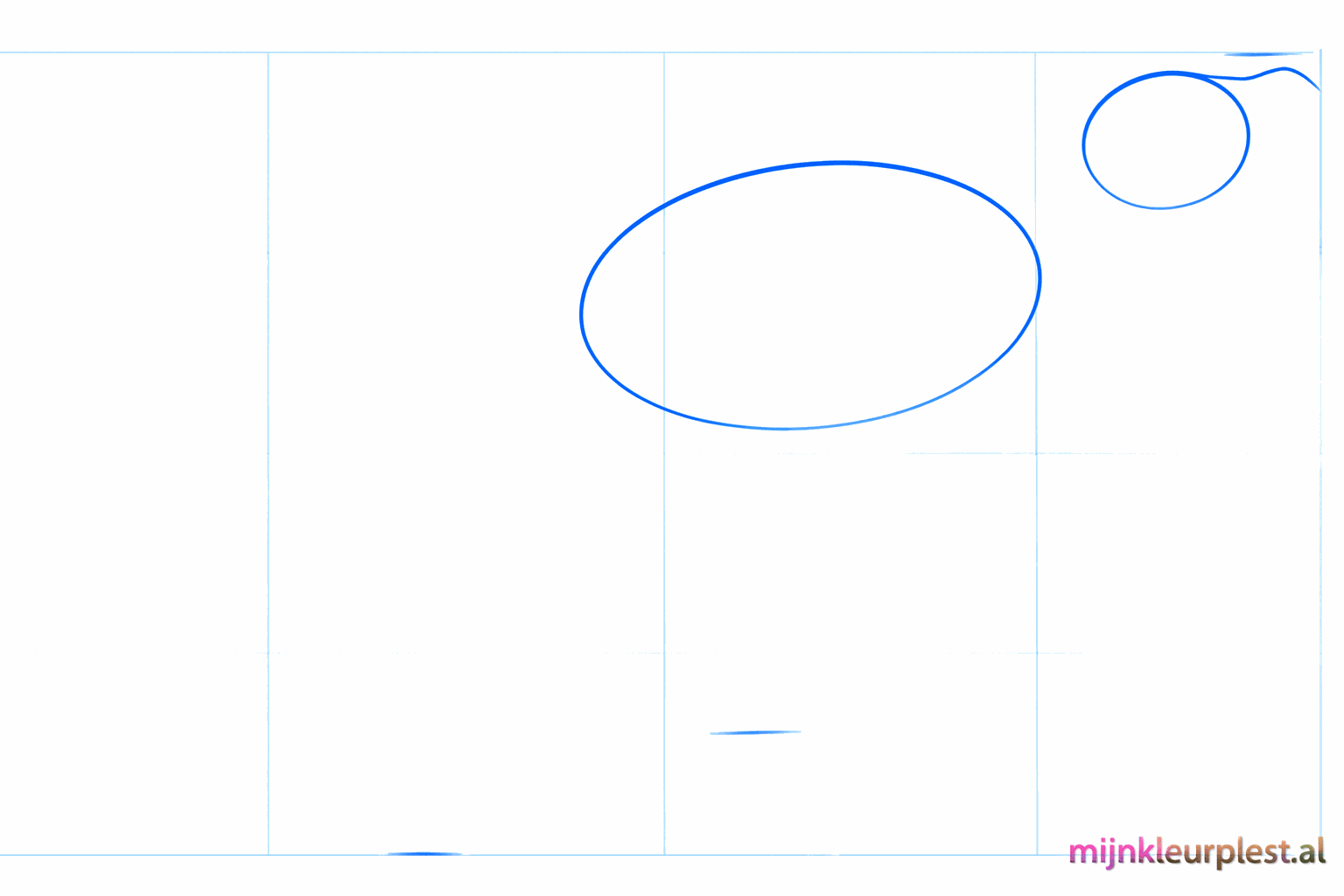 Two circles as a base for the head and body of the Allosaurus.