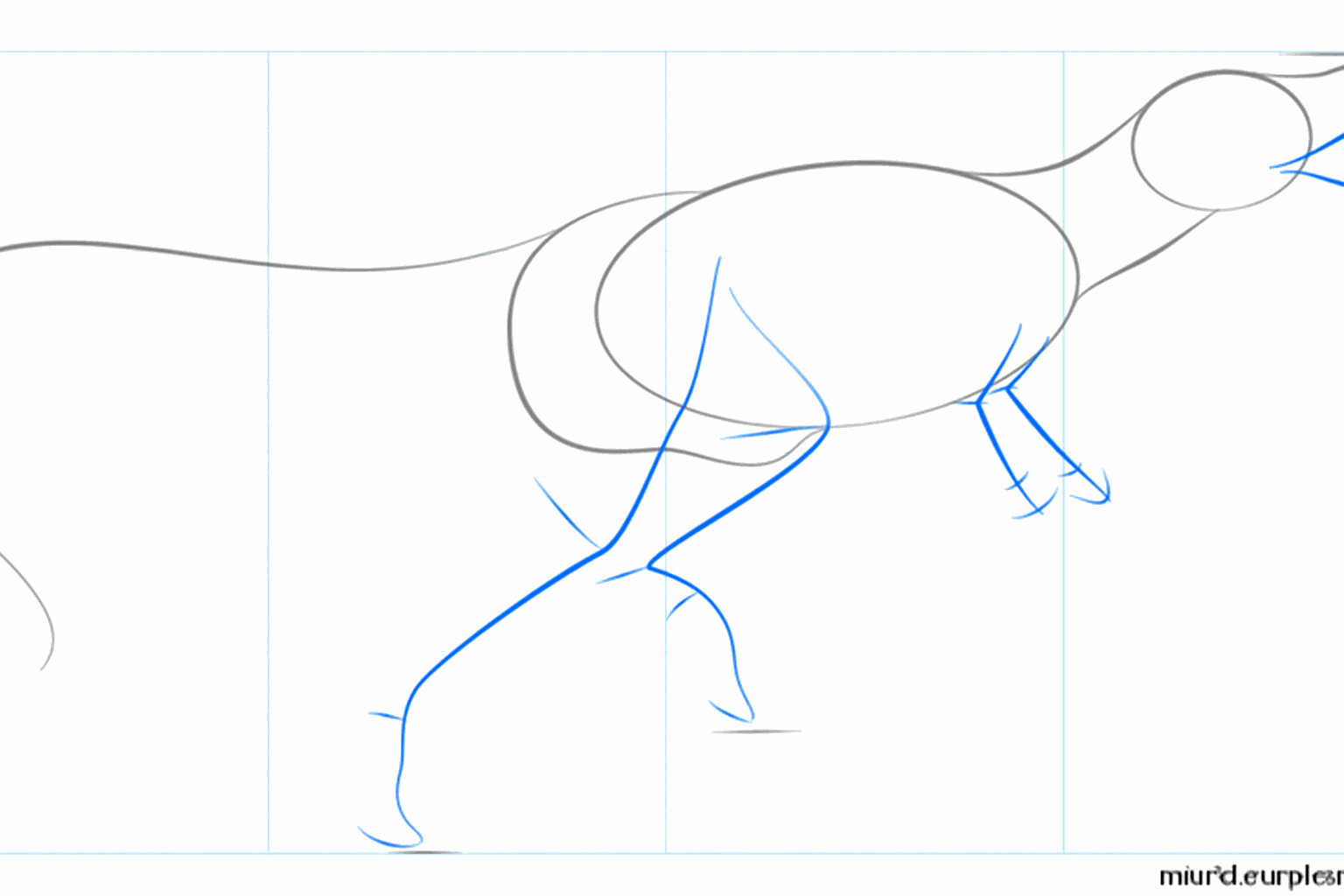 Lines for the position of the legs and the open mouth.