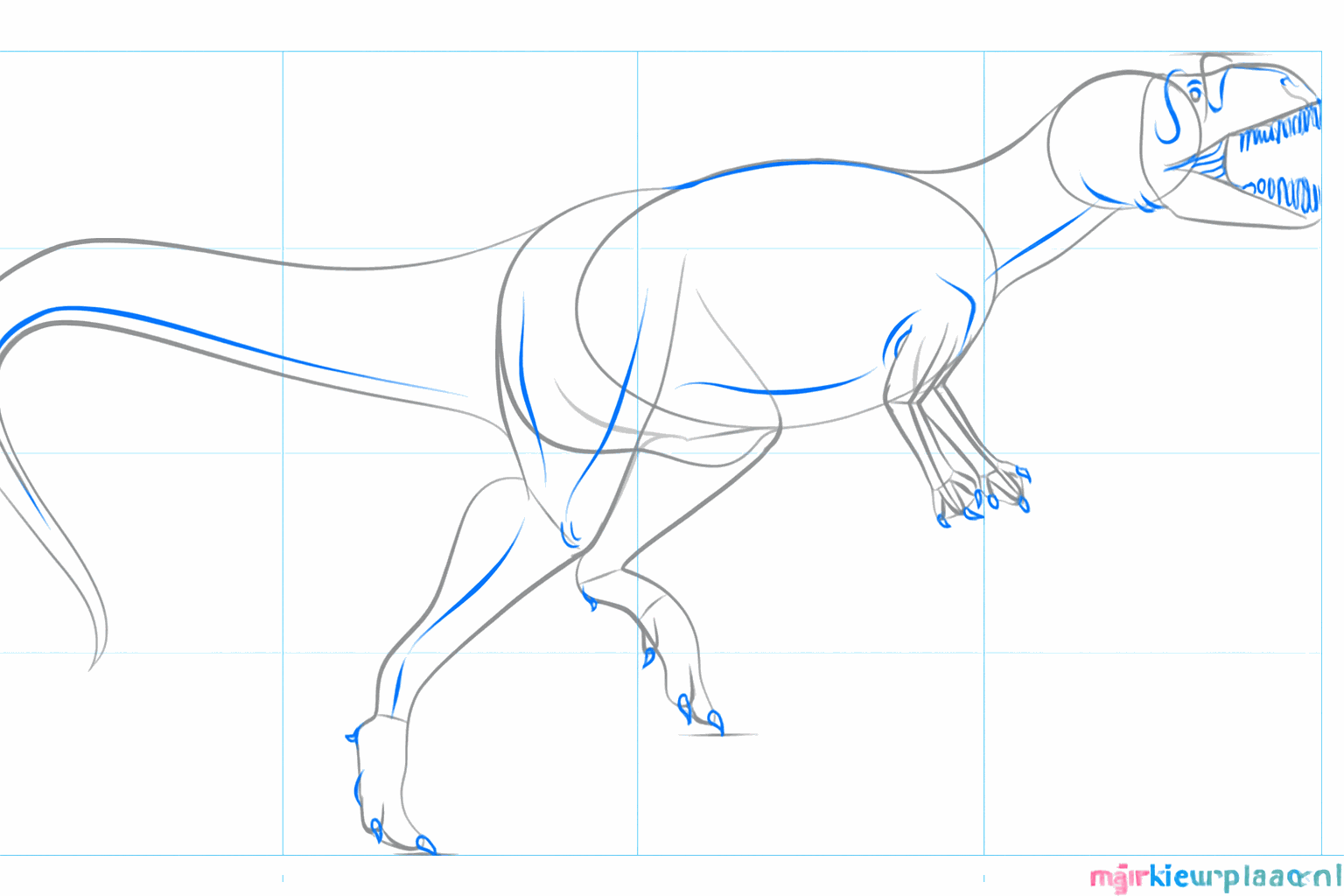 Details of the toes and the short arms of the Allosaurus.