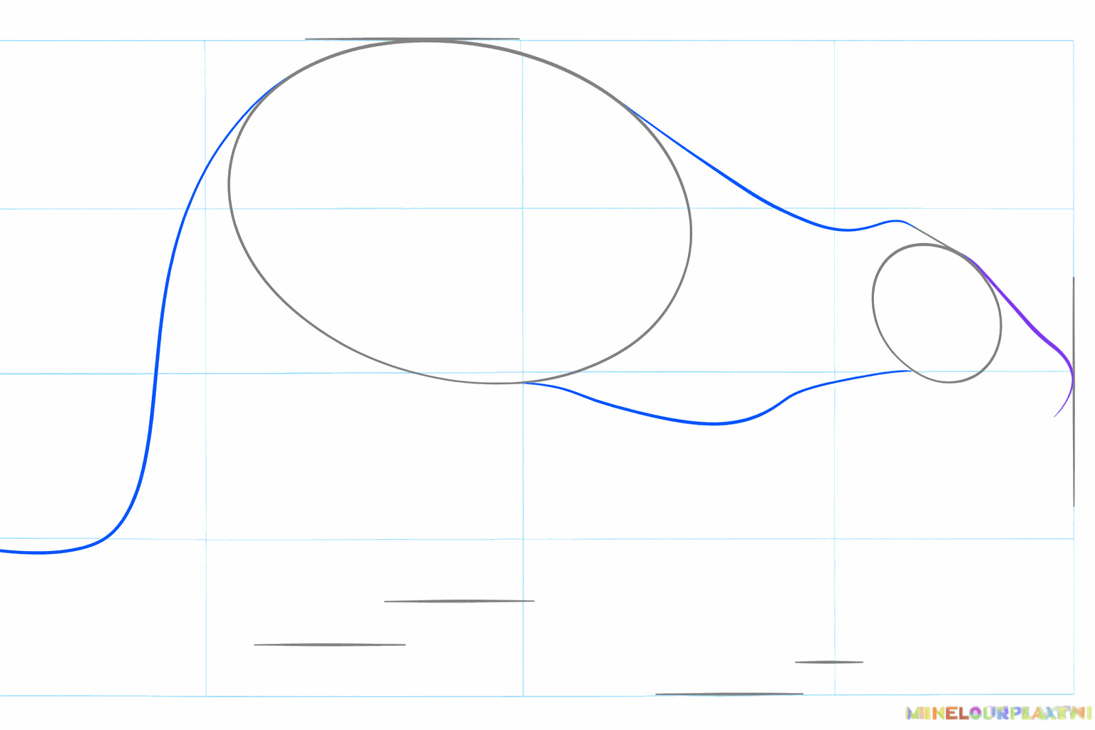 The neck lines and a long curved line for the tail of the aardvark.