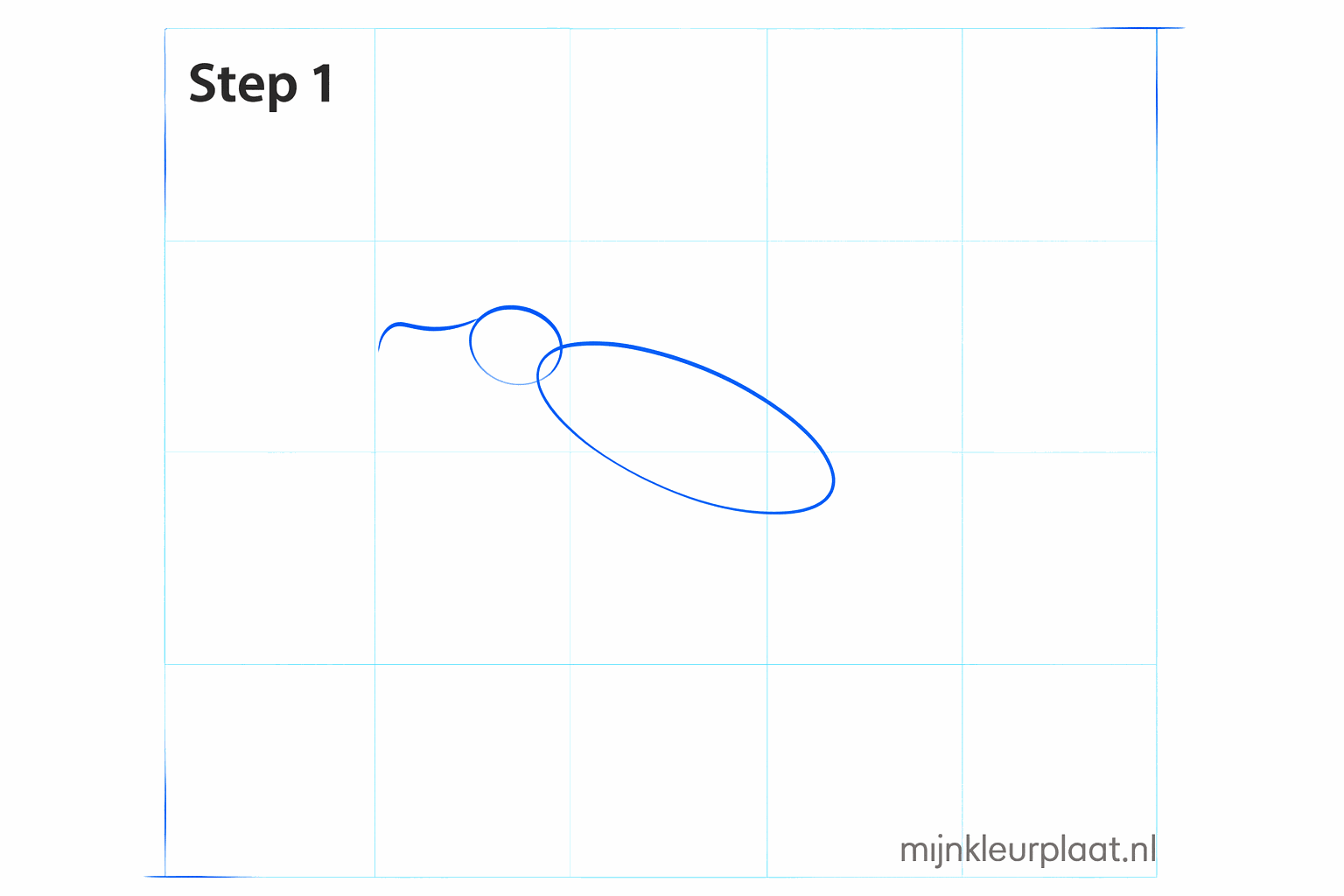 Basic shapes of an albatross with a circle and a large oval.