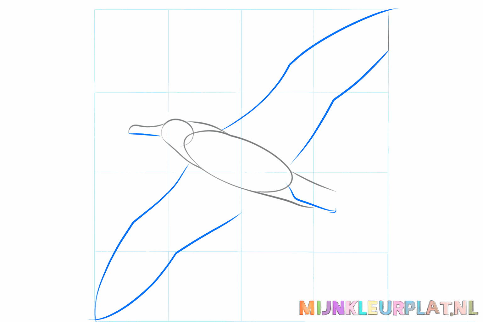 Lines for the beak and the position of the legs.