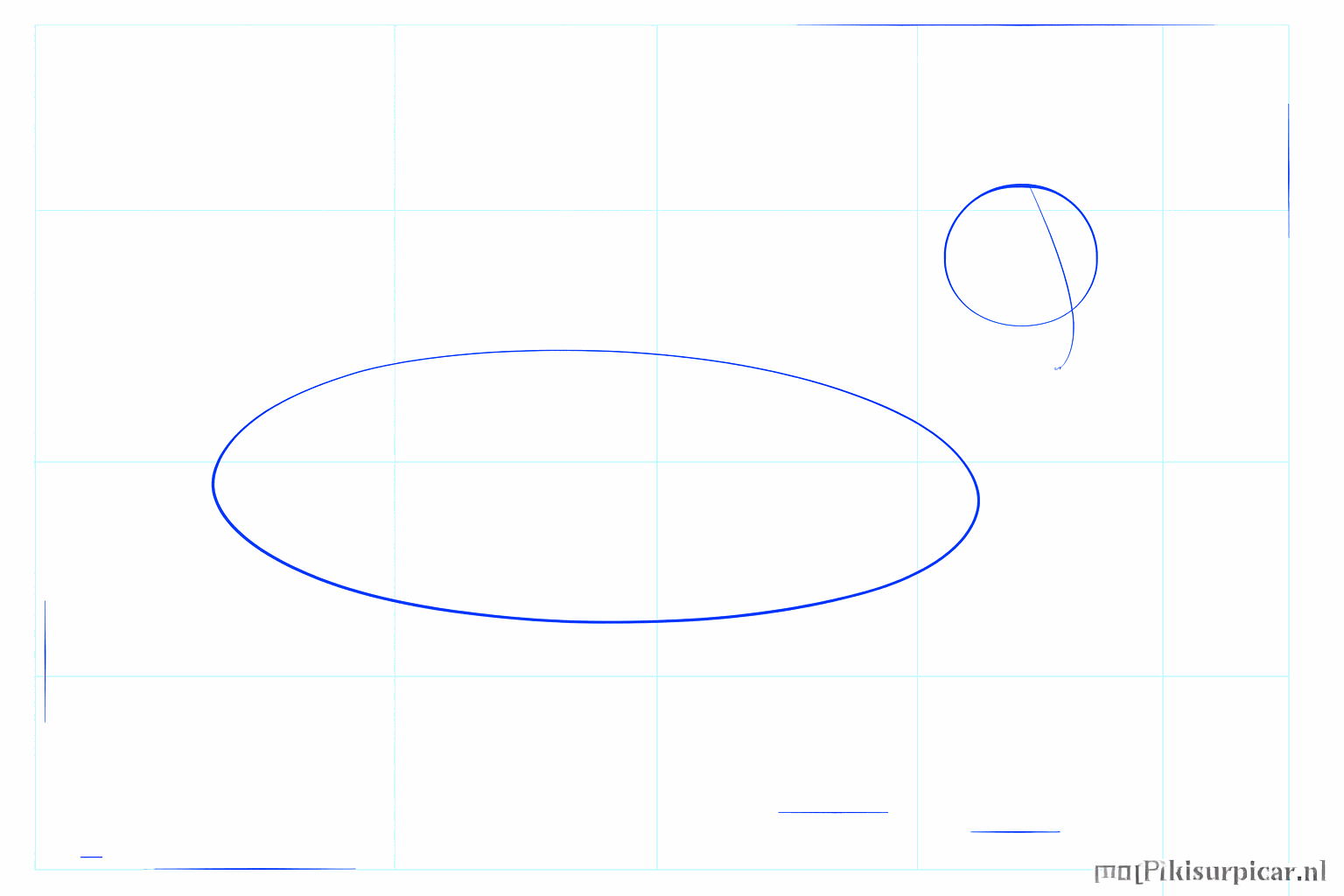 Two ovals forming the base for the body and the head of the gazelle.