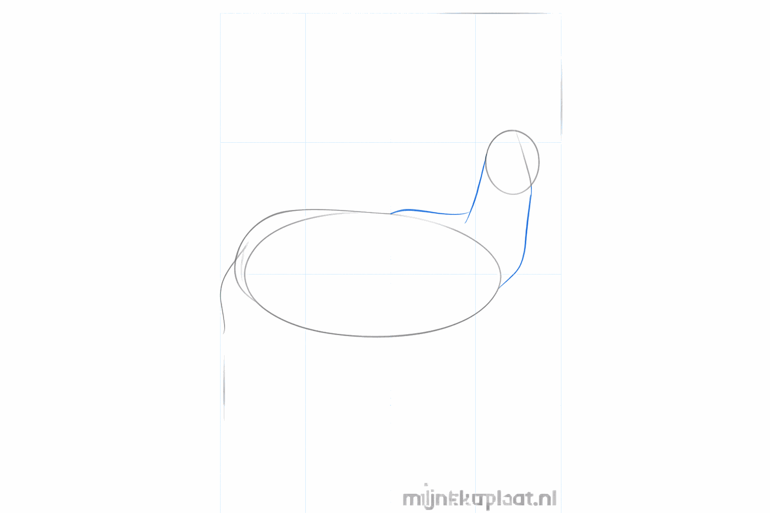 The neck lines and a tail line connecting the two ovals.