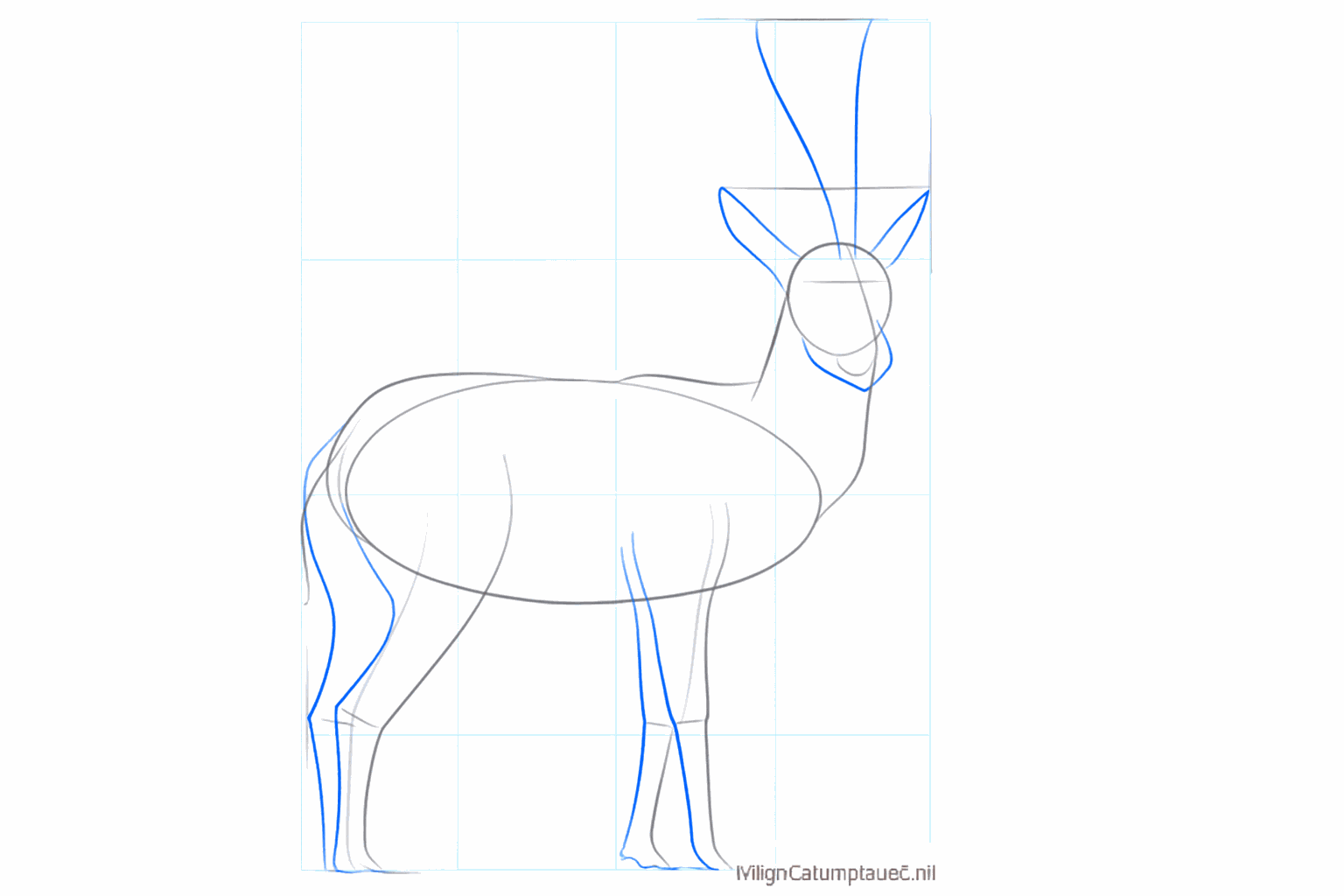 Thicker shapes for the legs and two pointed ears on the head of the gazelle.