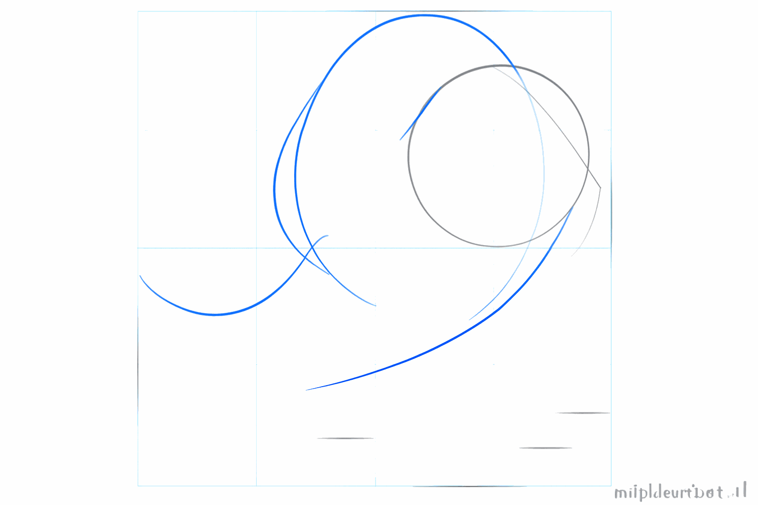 A large circle connected to the head with a short line for the tail.