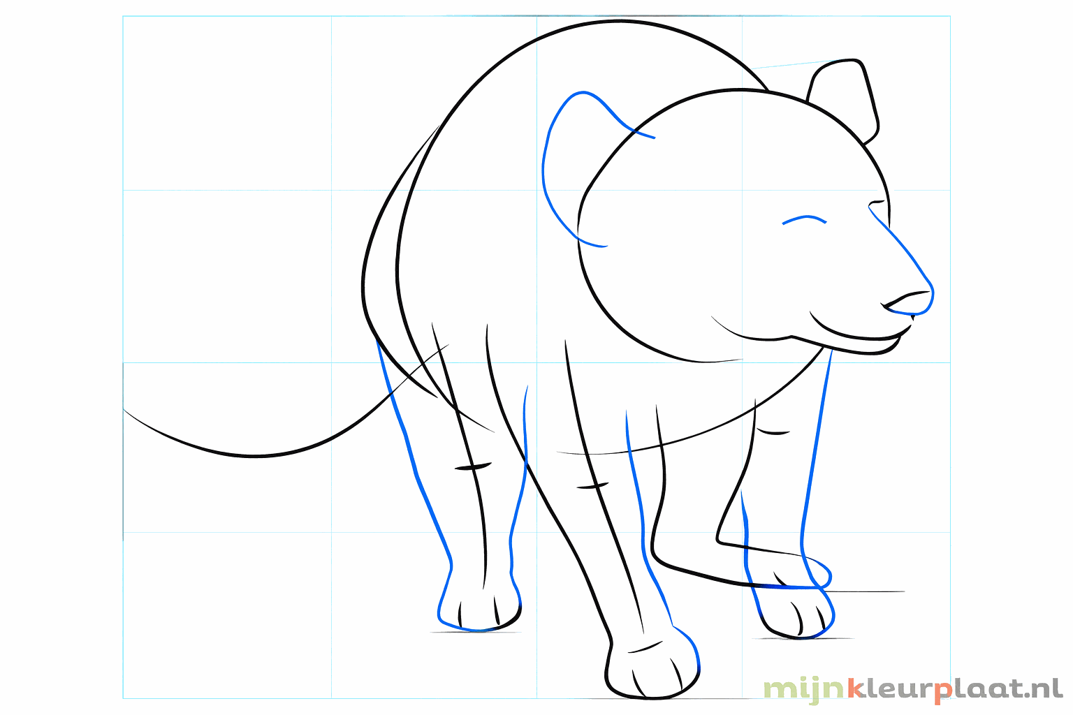 The legs and snout take shape by connecting the circles.