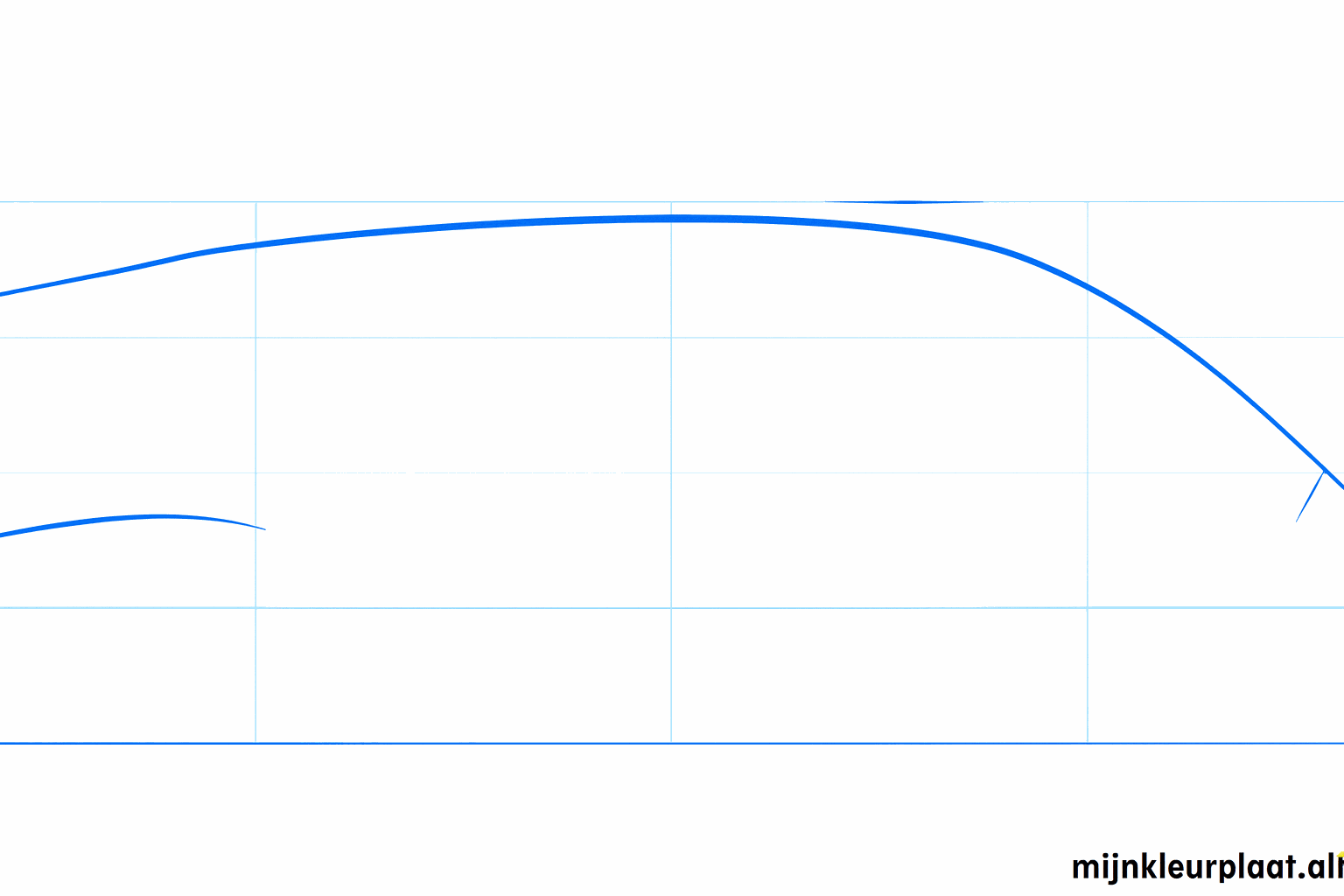 A long horizontal line with a small curve for the back of the whale.